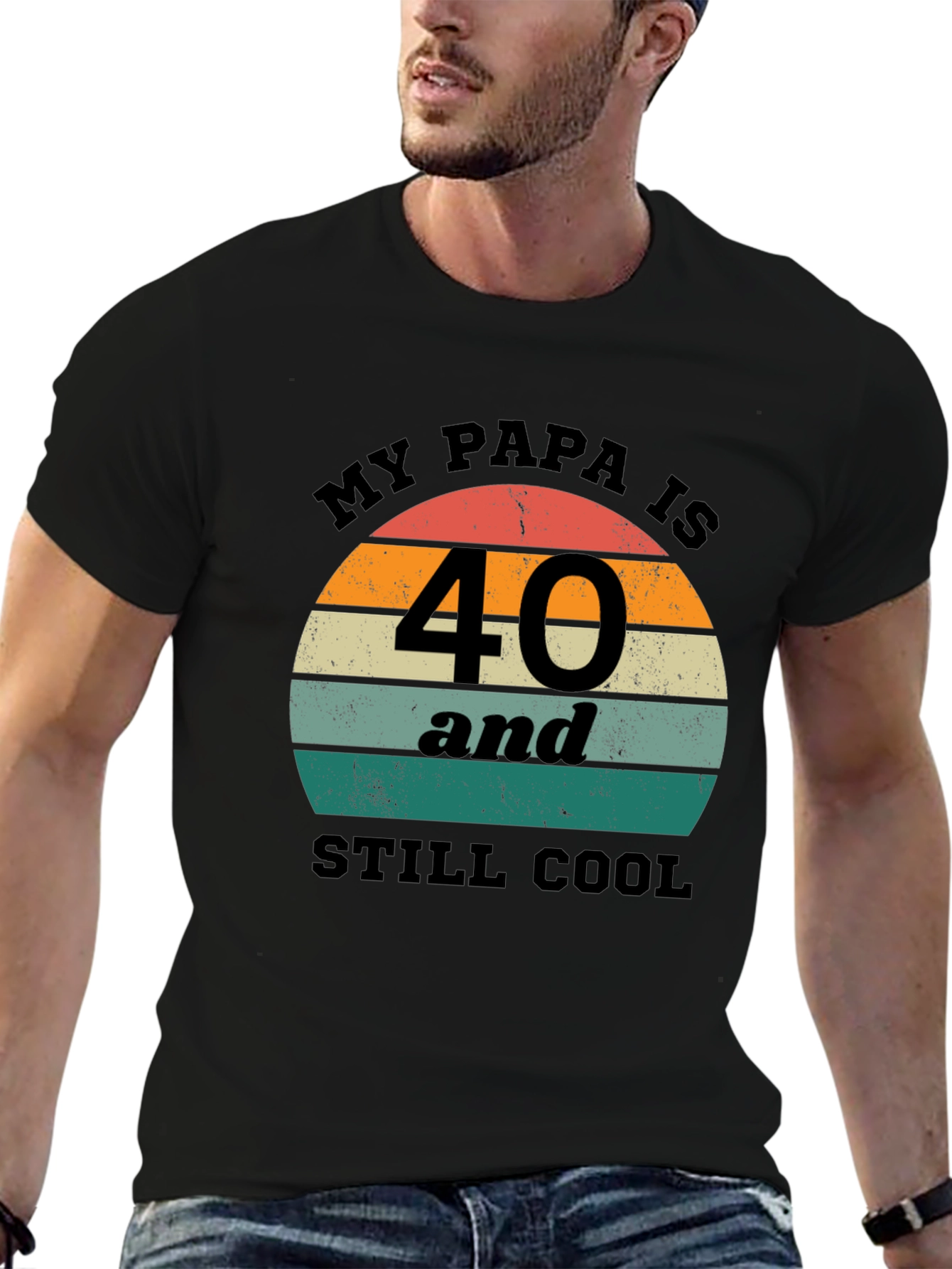 Black Funny "My Papa is 40" Birthday T-Shirt view 6