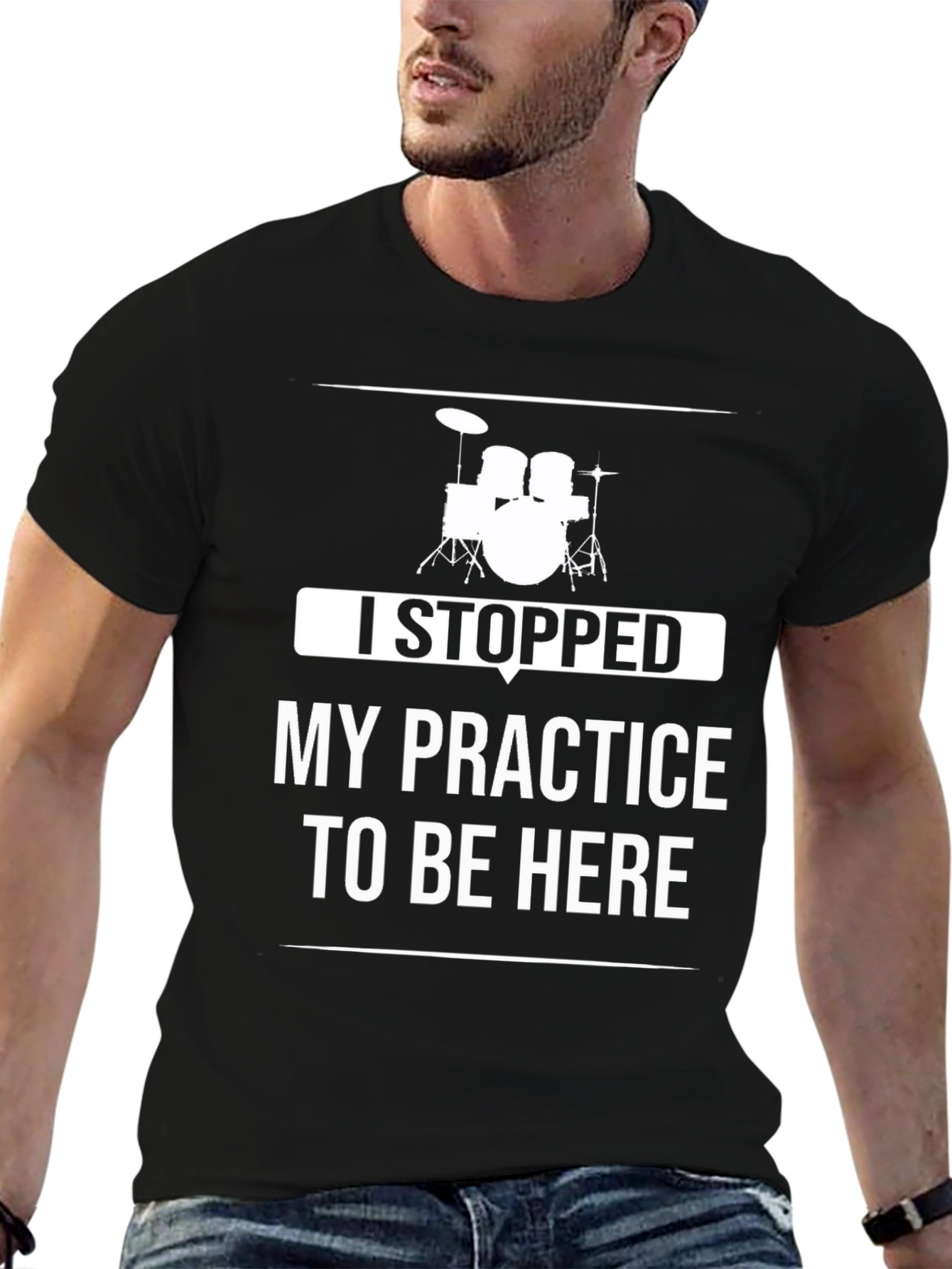 Black Drummer Practice Humor Tee view 6