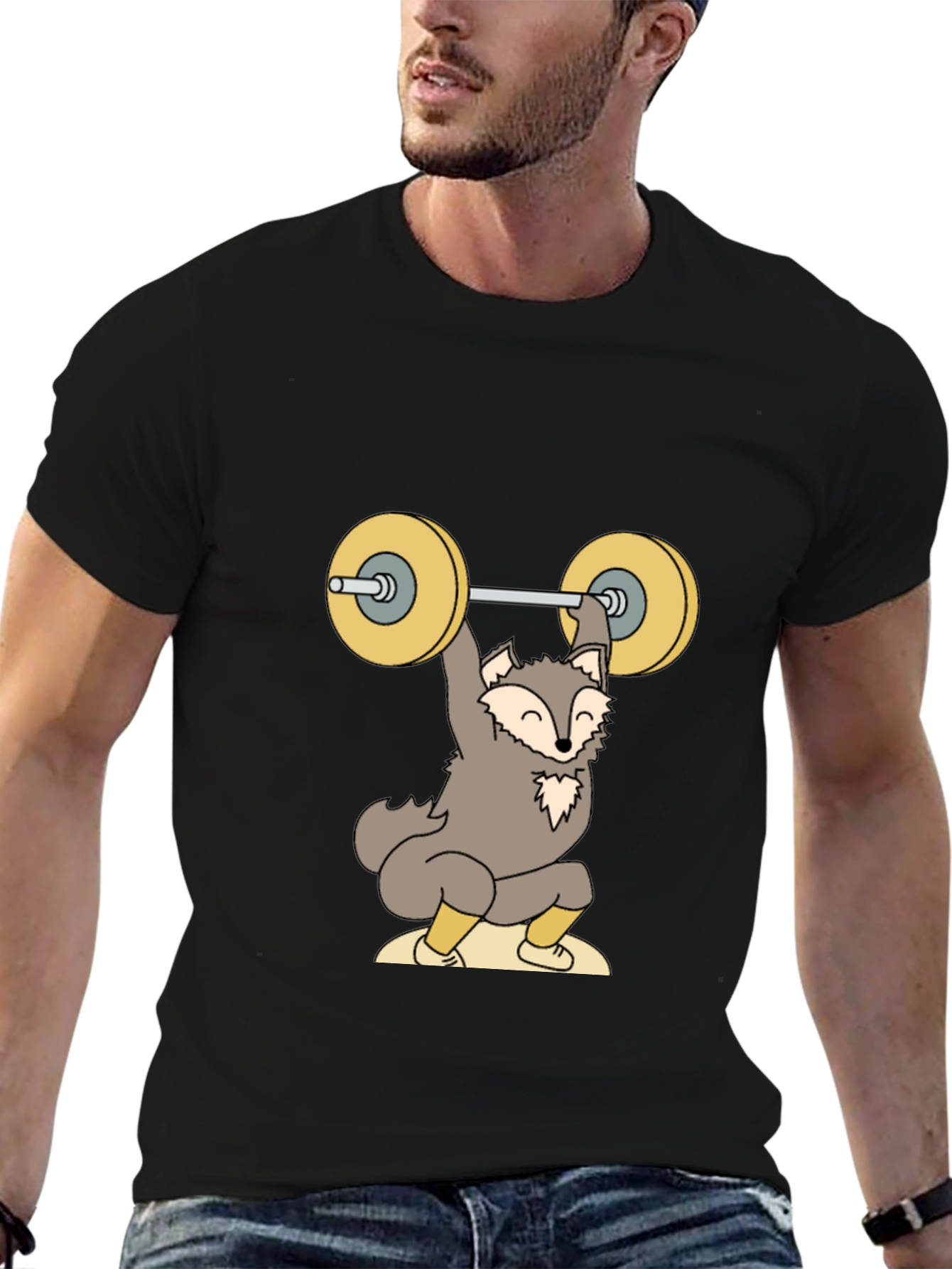 Black Wolf Weightlifting Graphic Tee - Fitness Apparel view 6