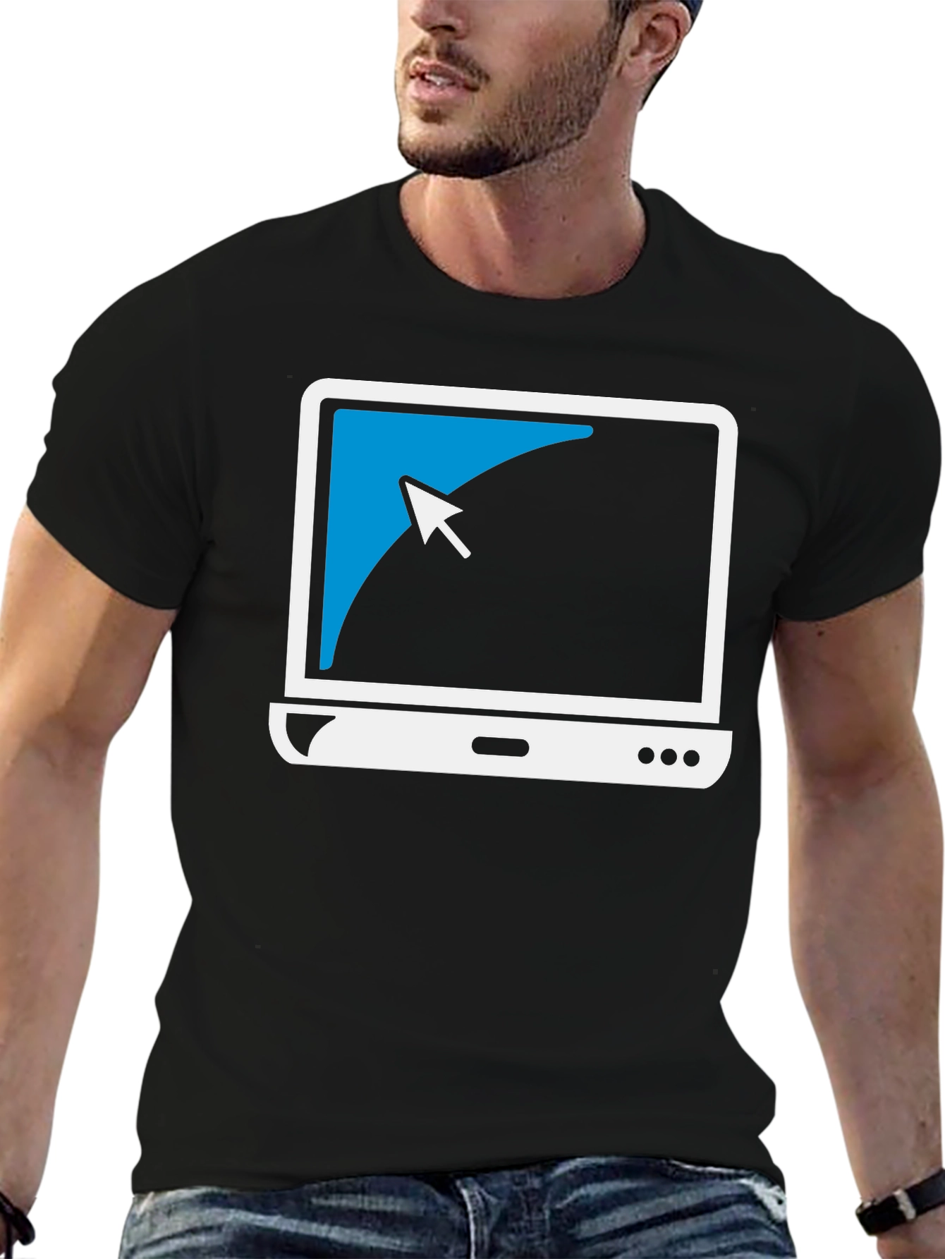 Black Geek Chic Laptop Tee: Cool Computer Graphic T-Shirt view 6
