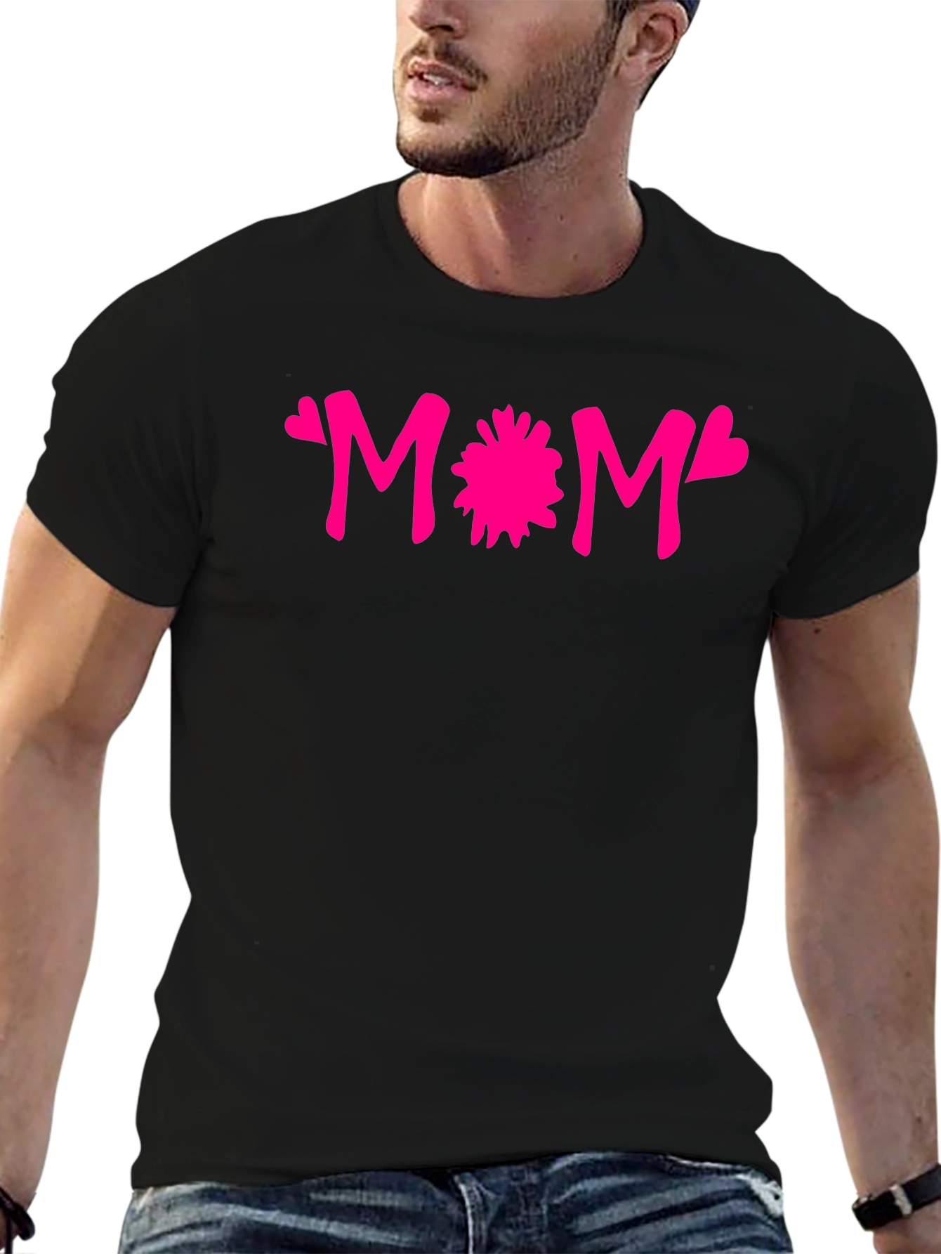 Black Mom Heart Graphic Tee - Black Unisex T-Shirt view 6