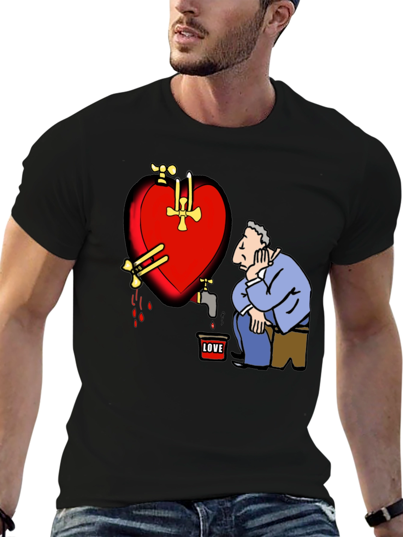 Black Sad Heart T-Shirt - Graphic Novelty Tee view 6
