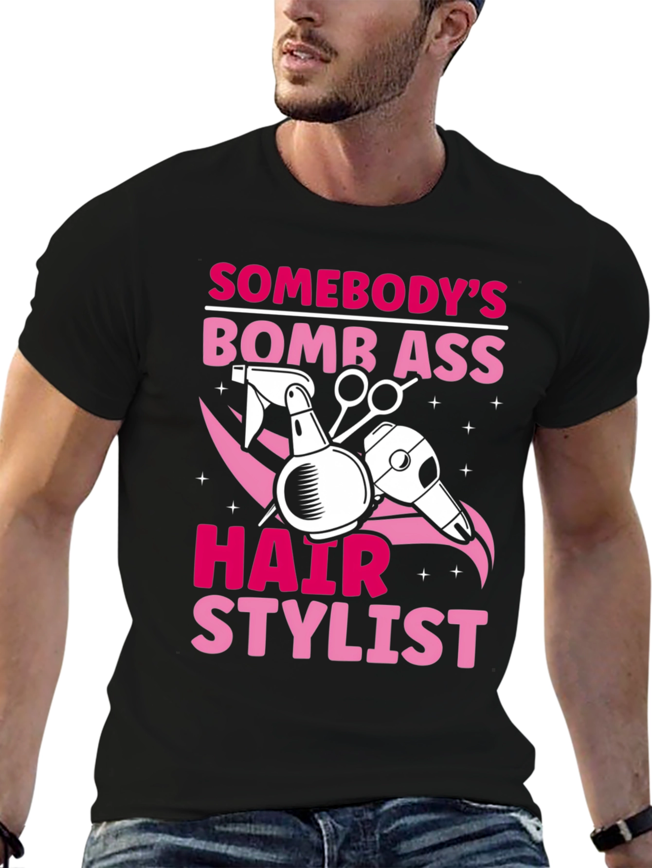 Black Bomb Ass Hair Stylist T-Shirt view 6