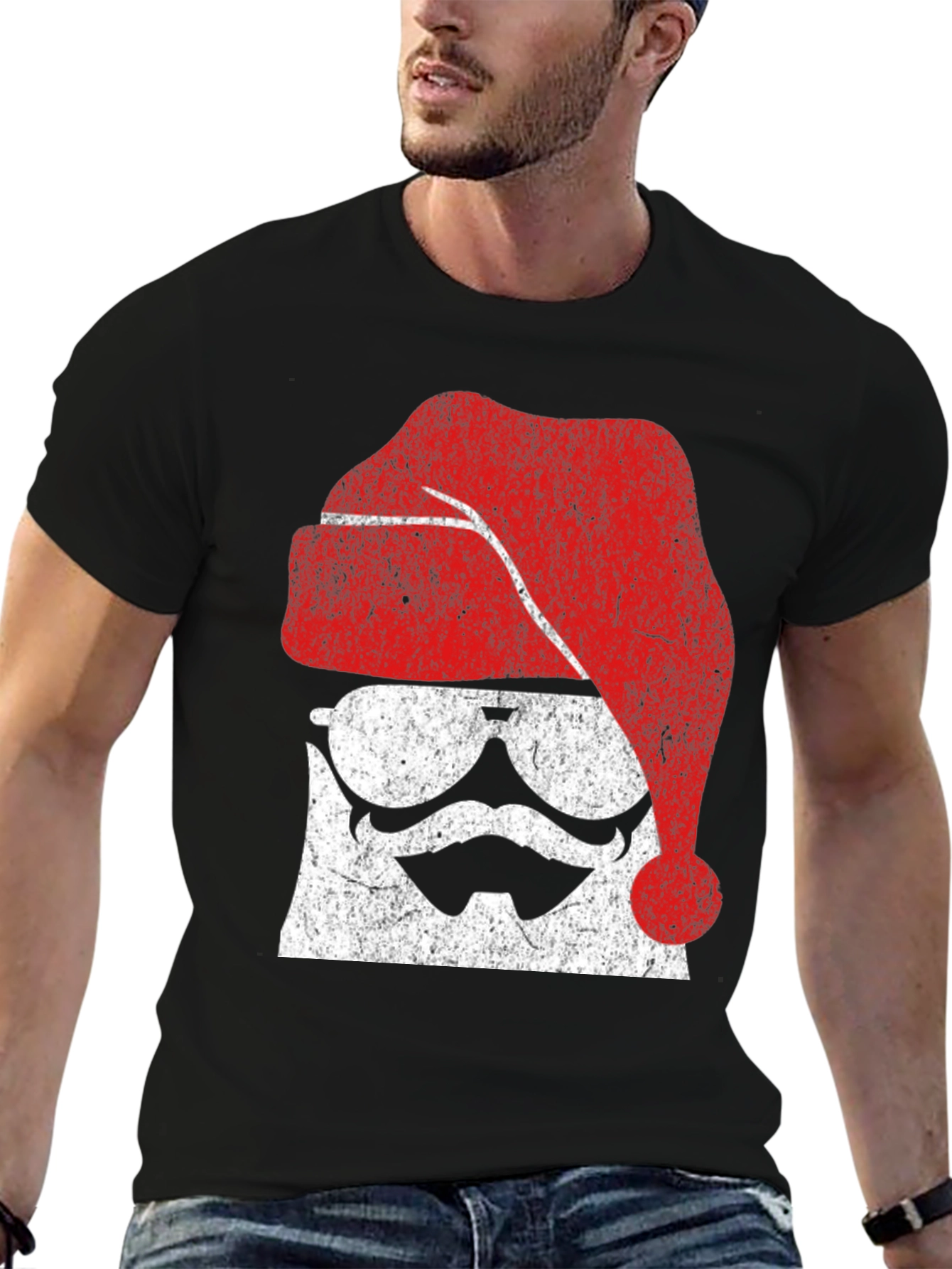 Black Festive Santa Stormtrooper Graphic Tee view 6