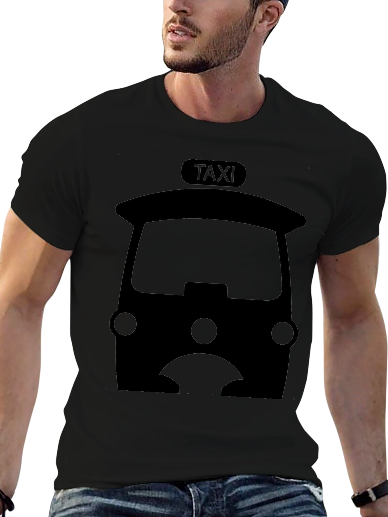 Black Taxi Graphic Tee - Unisex Black T-Shirt view 6