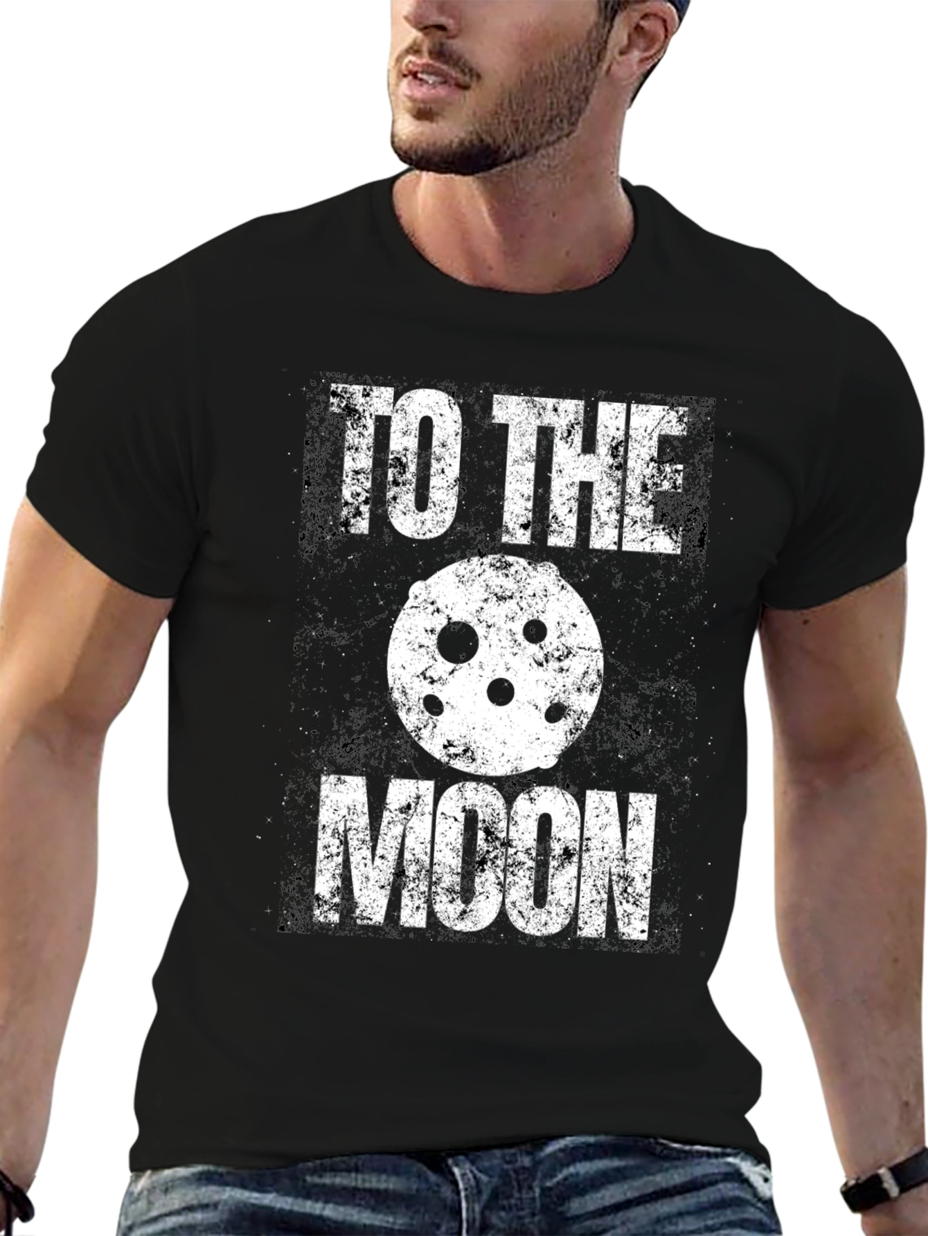 Black To The Moon Graphic Tee - Crypto Enthusiast Apparel view 6