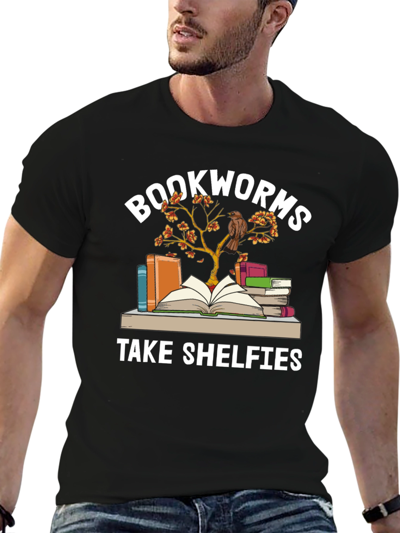 Black Bookworms Take Shelfies Graphic T-Shirt view 6
