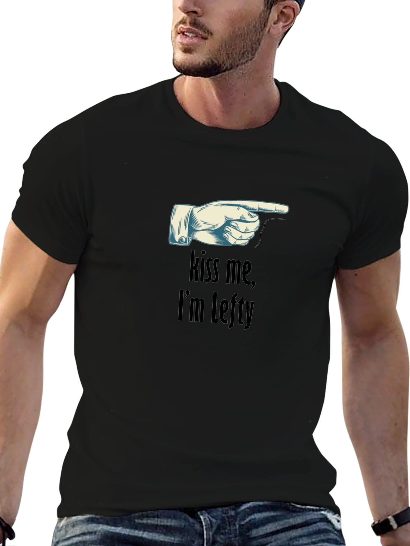 Black Kiss Me, I'm Lefty Graphic Tee view 6