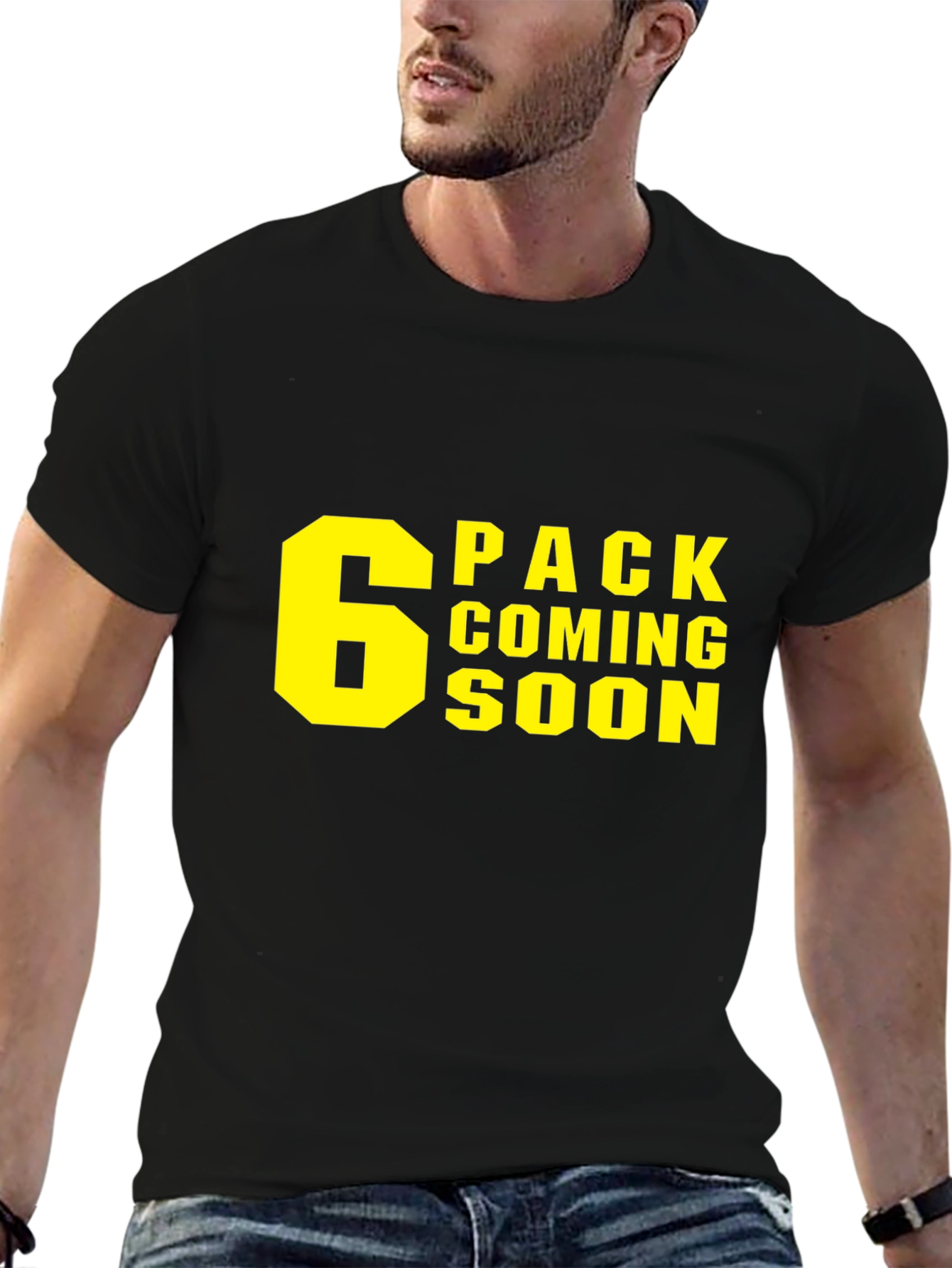 Black 6 Pack Coming Soon T-Shirt - Gym Humor view 6