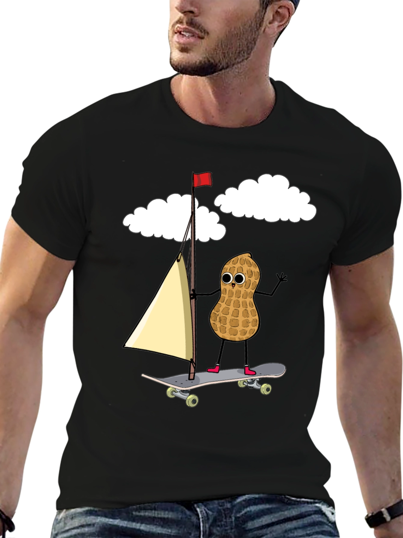 Black Peanut Skateboarder Graphic Tee view 6