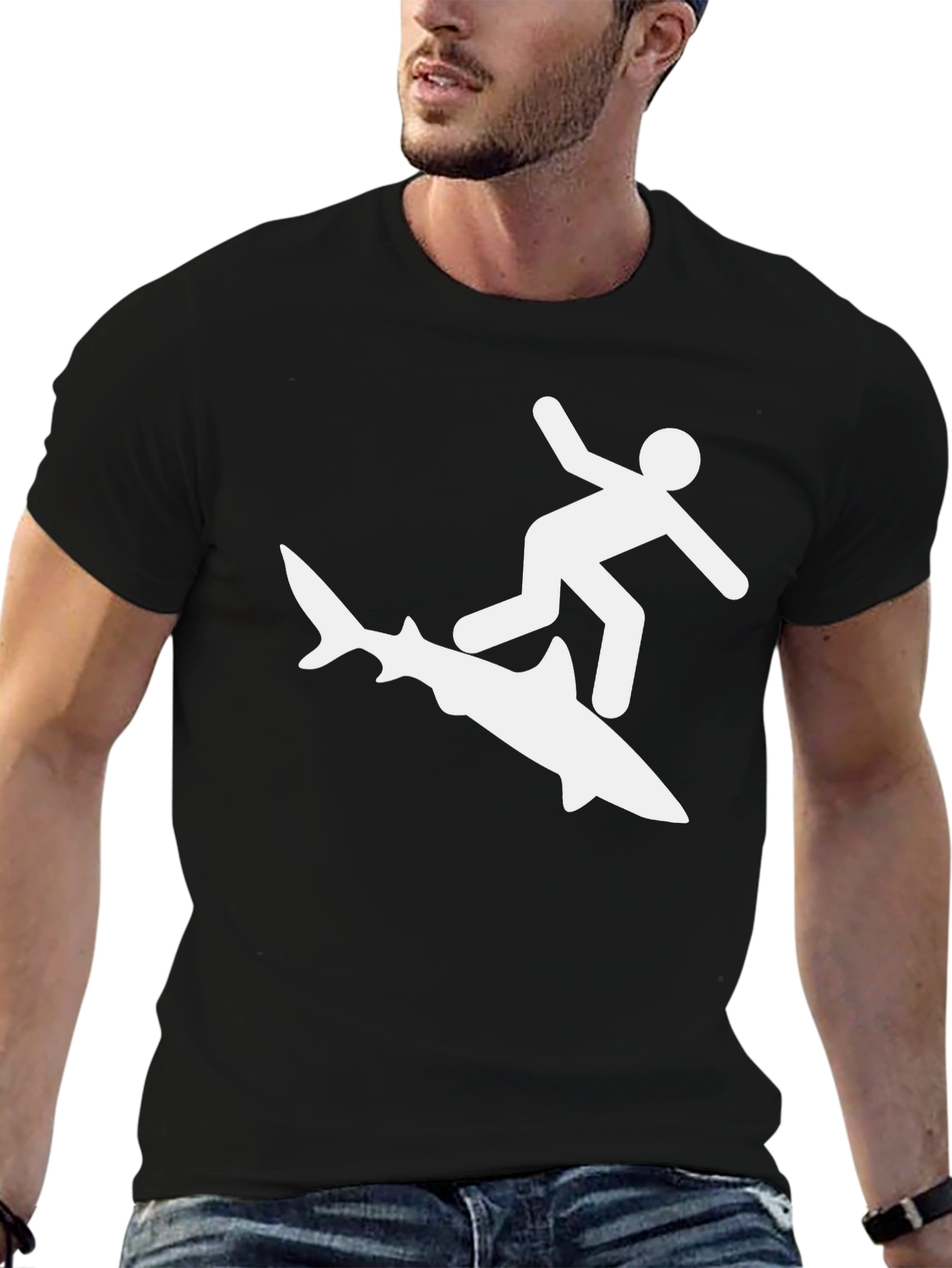 Black Shark Rider Tee - Black Graphic T-Shirt view 6