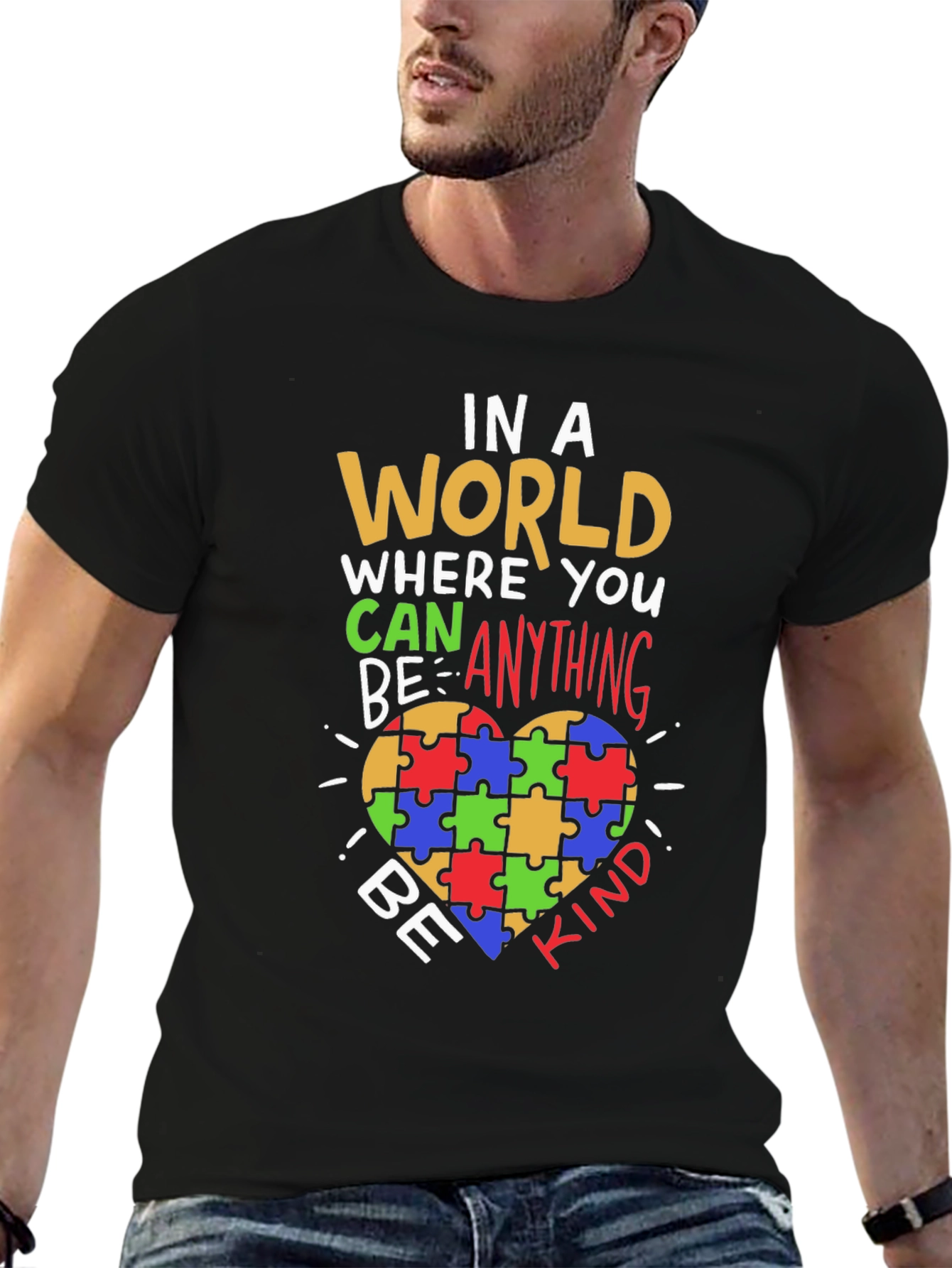 Black Be Kind Autism Awareness T-Shirt view 6