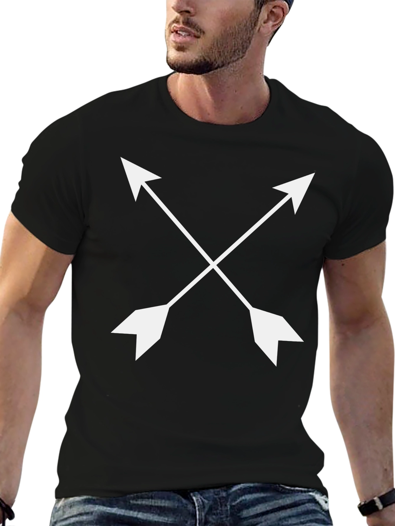 Black Crossed Arrows Graphic Tee - Black view 6