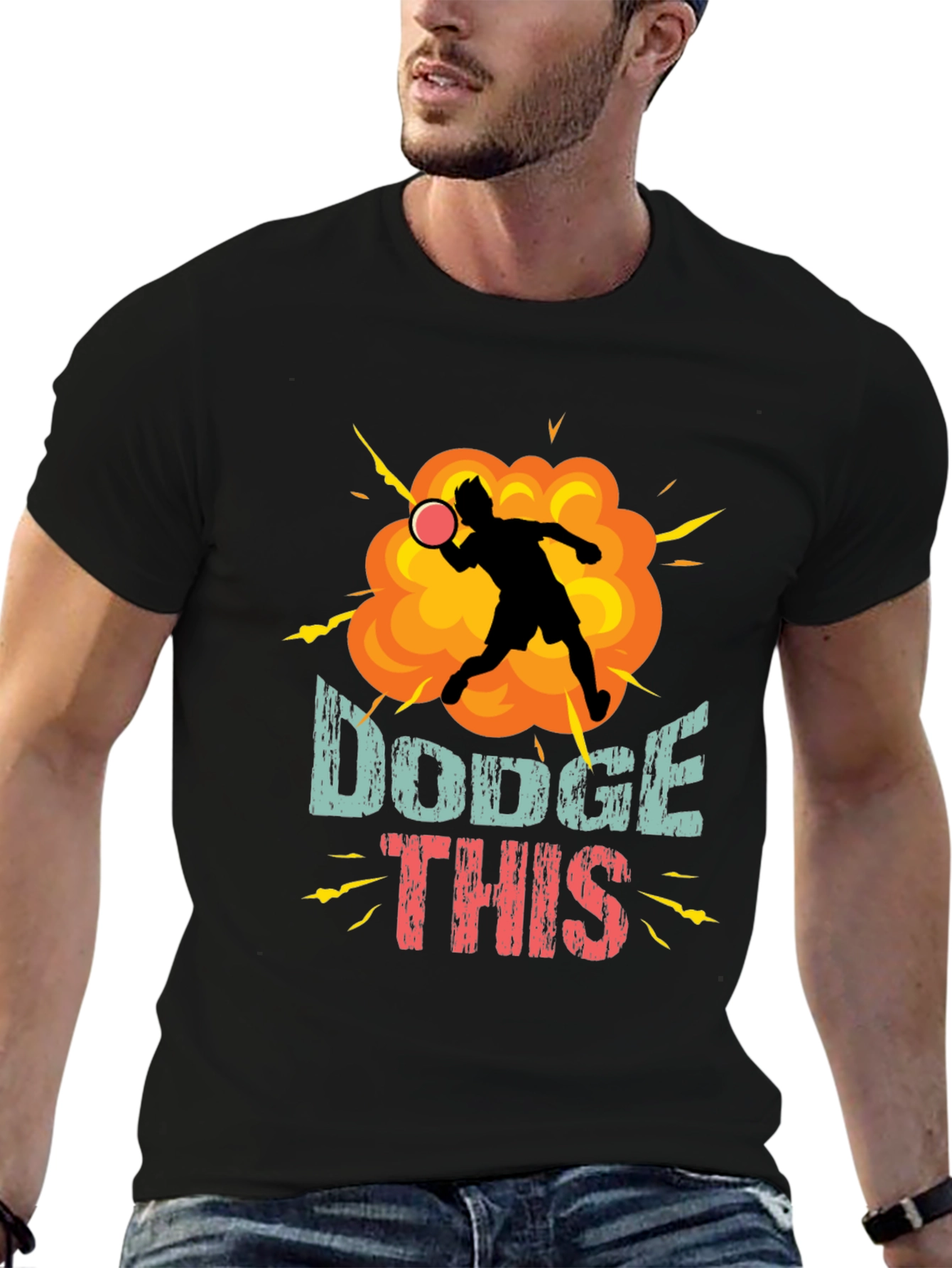 Black Dodge This T-Shirt - Funny Dodgeball Tee view 6