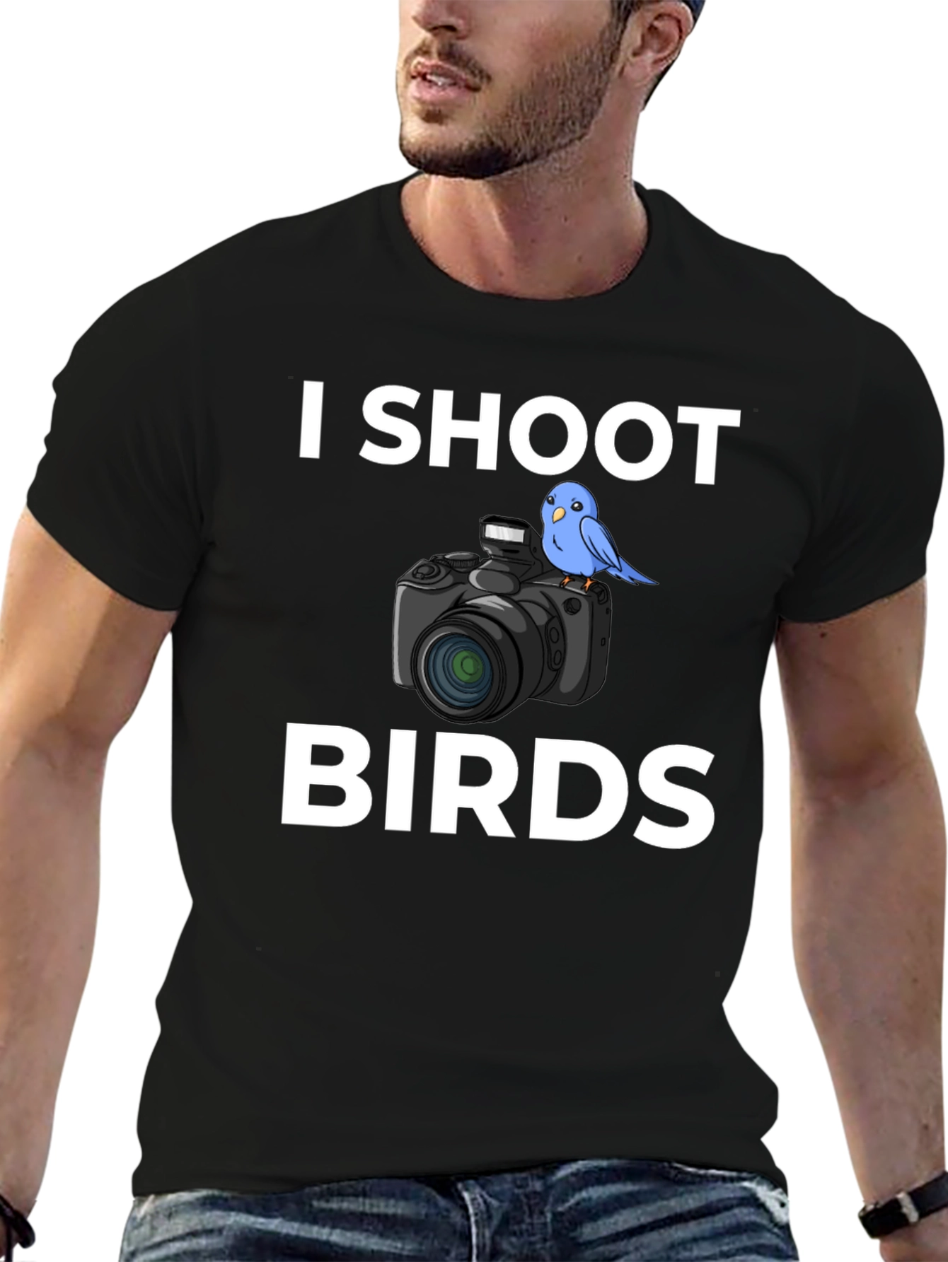 Black I Shoot Birds Graphic T-Shirt view 6