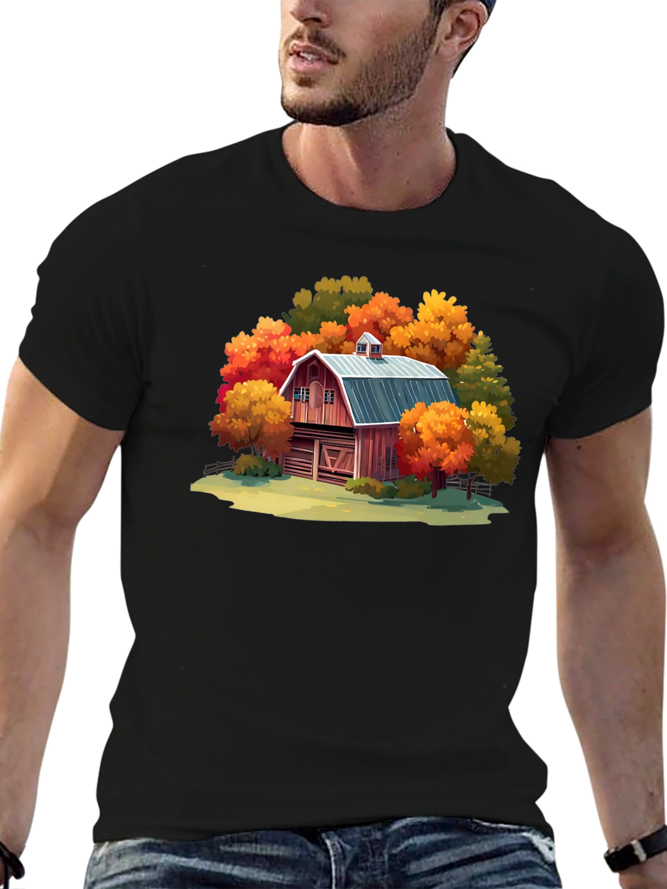 Black Autumn Barn Graphic Tee view 6