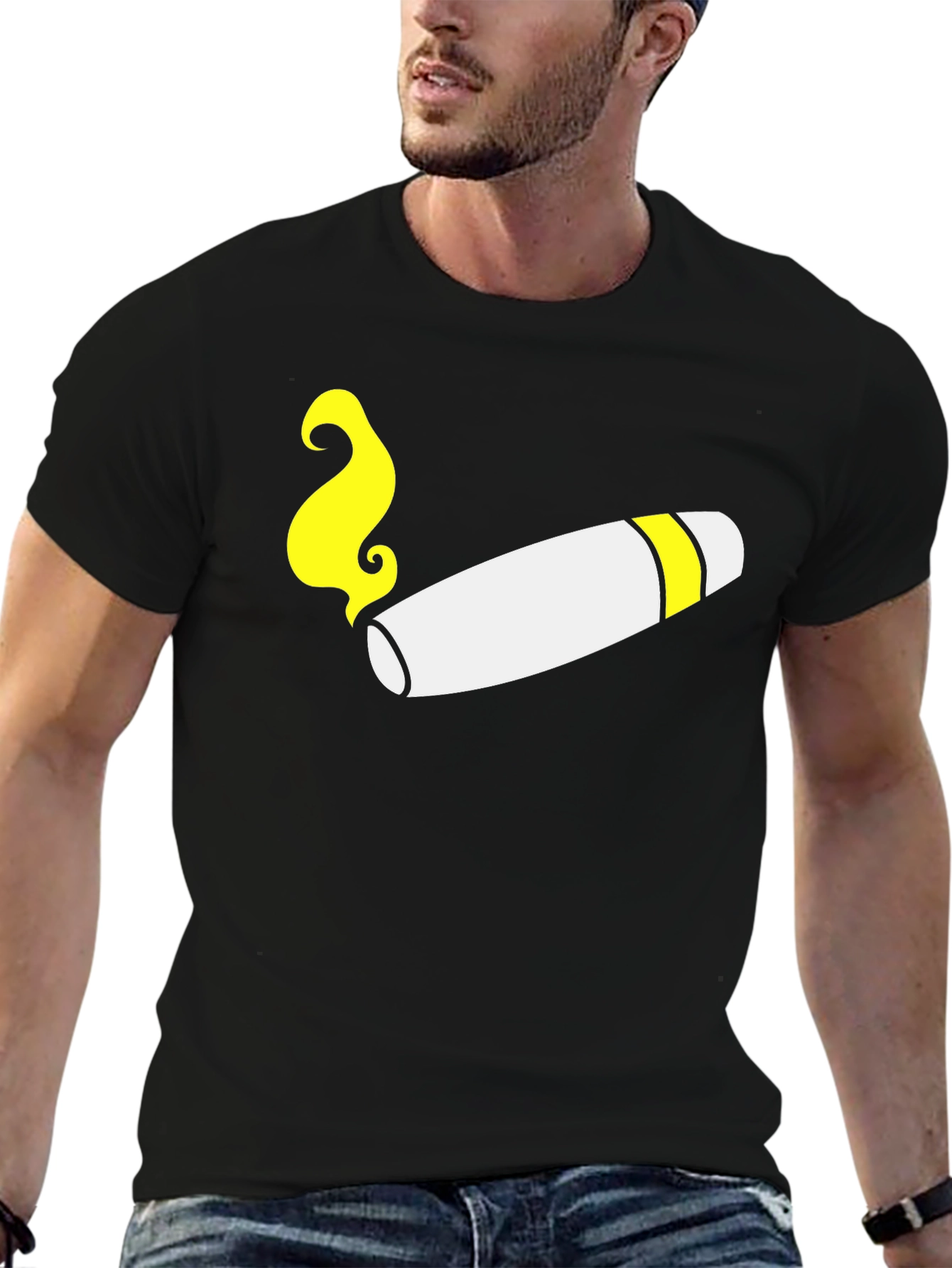 Black Cigar Graphic Tee - Cool Smoker's T-Shirt view 6