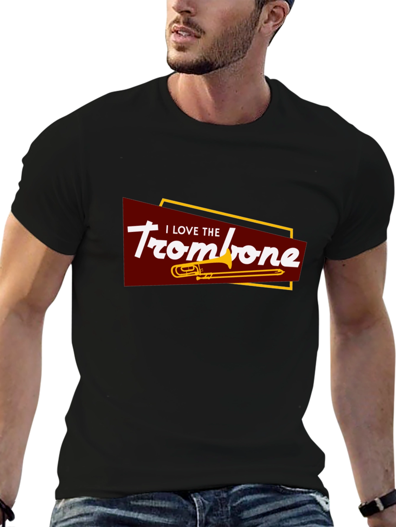 Black I Love The Trombone Black T-Shirt view 6