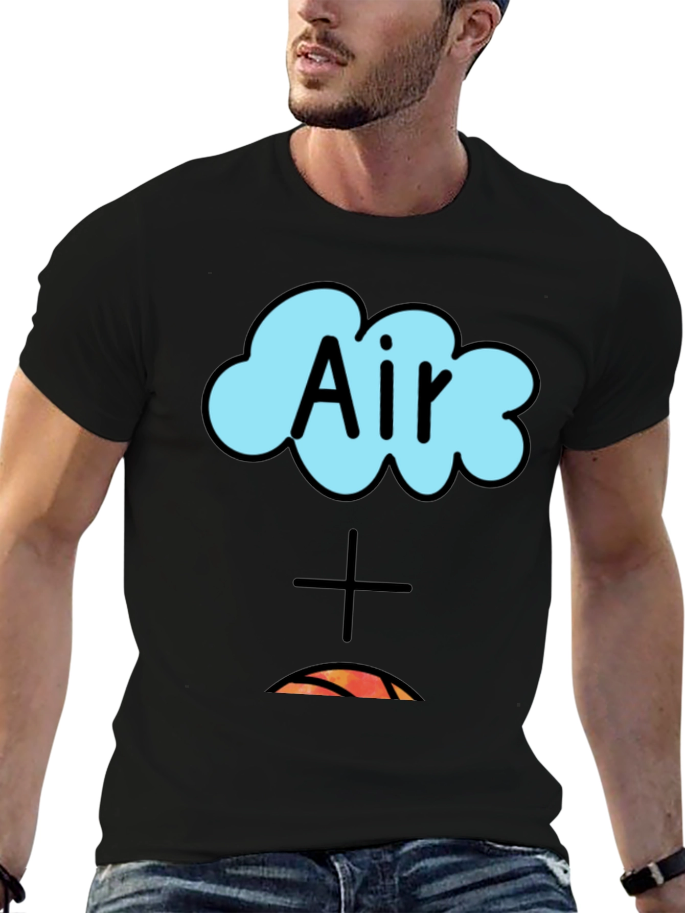 Black Air Plus Fire Graphic Tee - Black Cotton T-Shirt view 6
