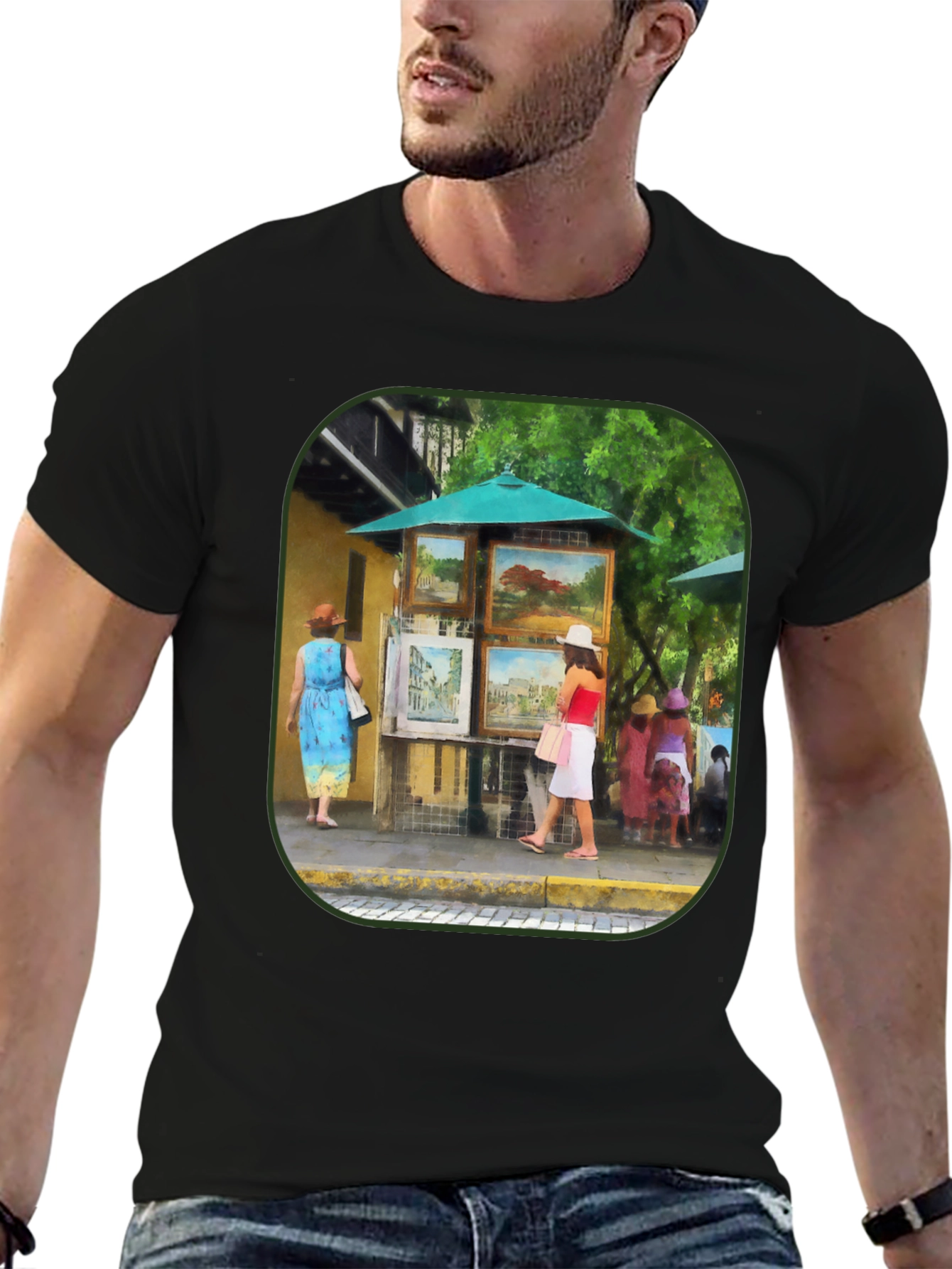 Black Art Gallery T-Shirt - Black, Unique Design view 6