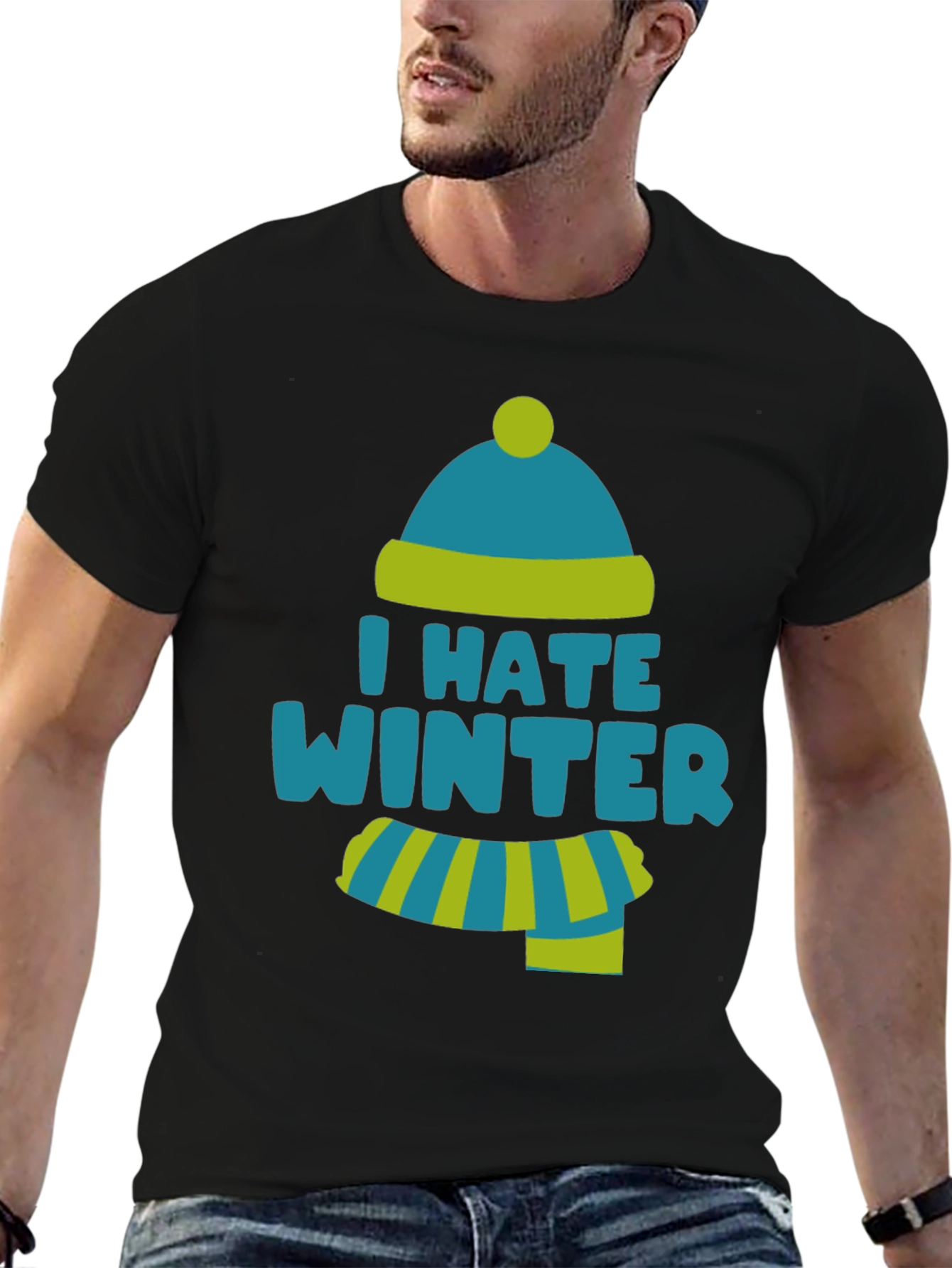 Black I Hate Winter Funny T-Shirt view 6