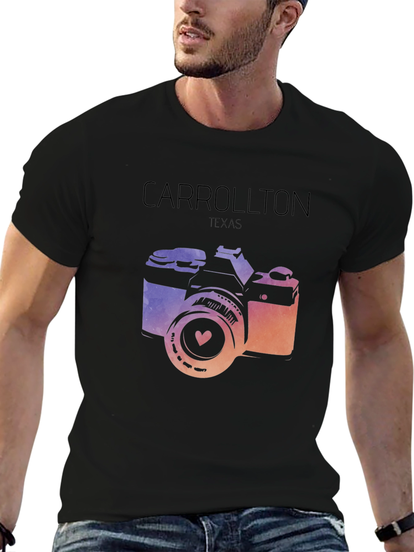 Black Carrollton Texas Camera Graphic Tee view 6