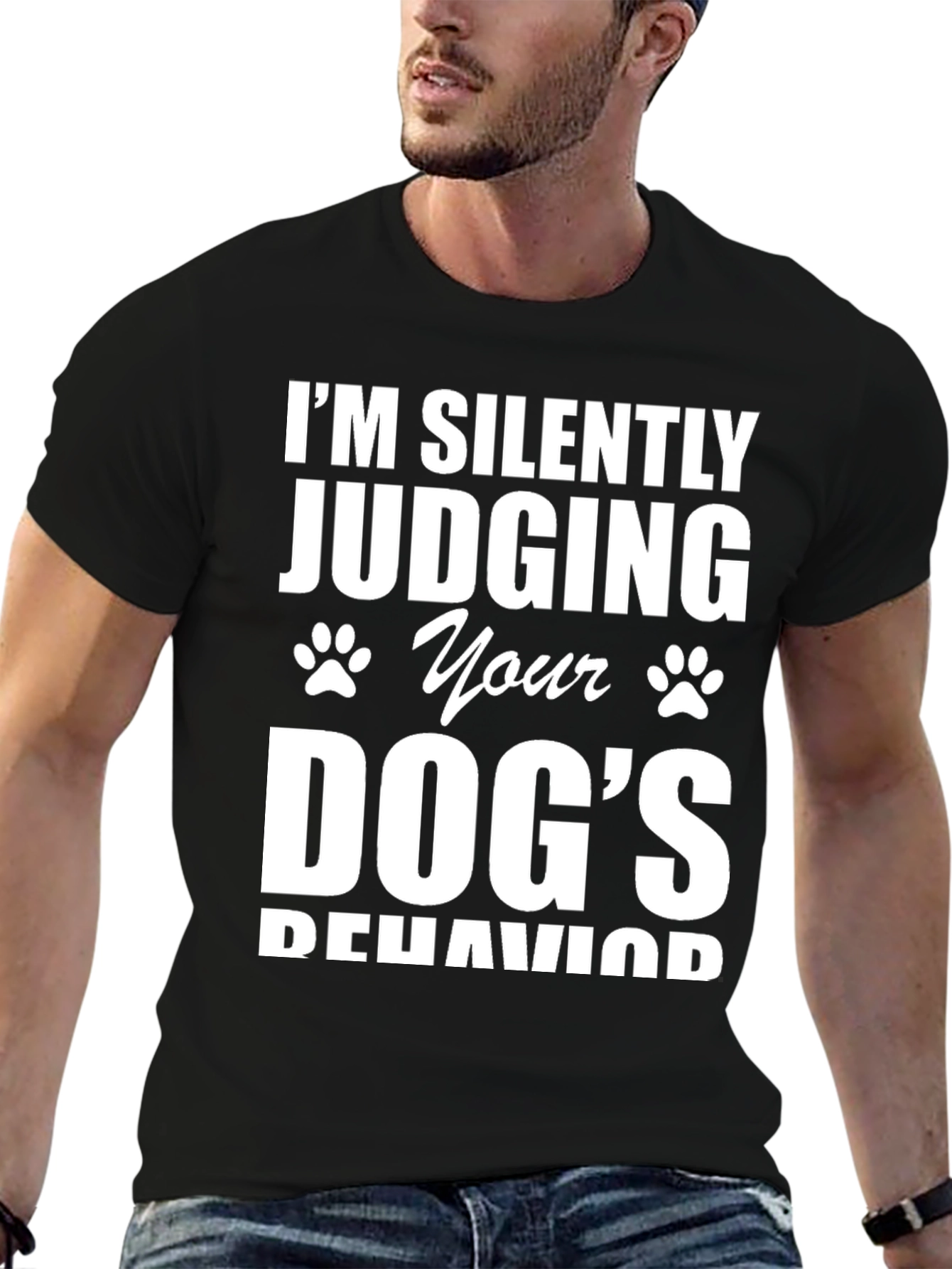 Black Silently Judging Dog's Behavior Tee view 6