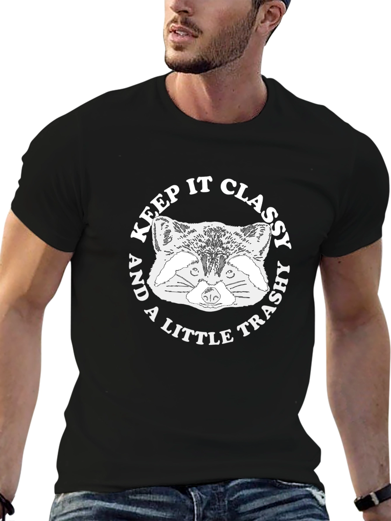 Black Keep It Classy & a Little Trashy Raccoon Graphic Tee view 6