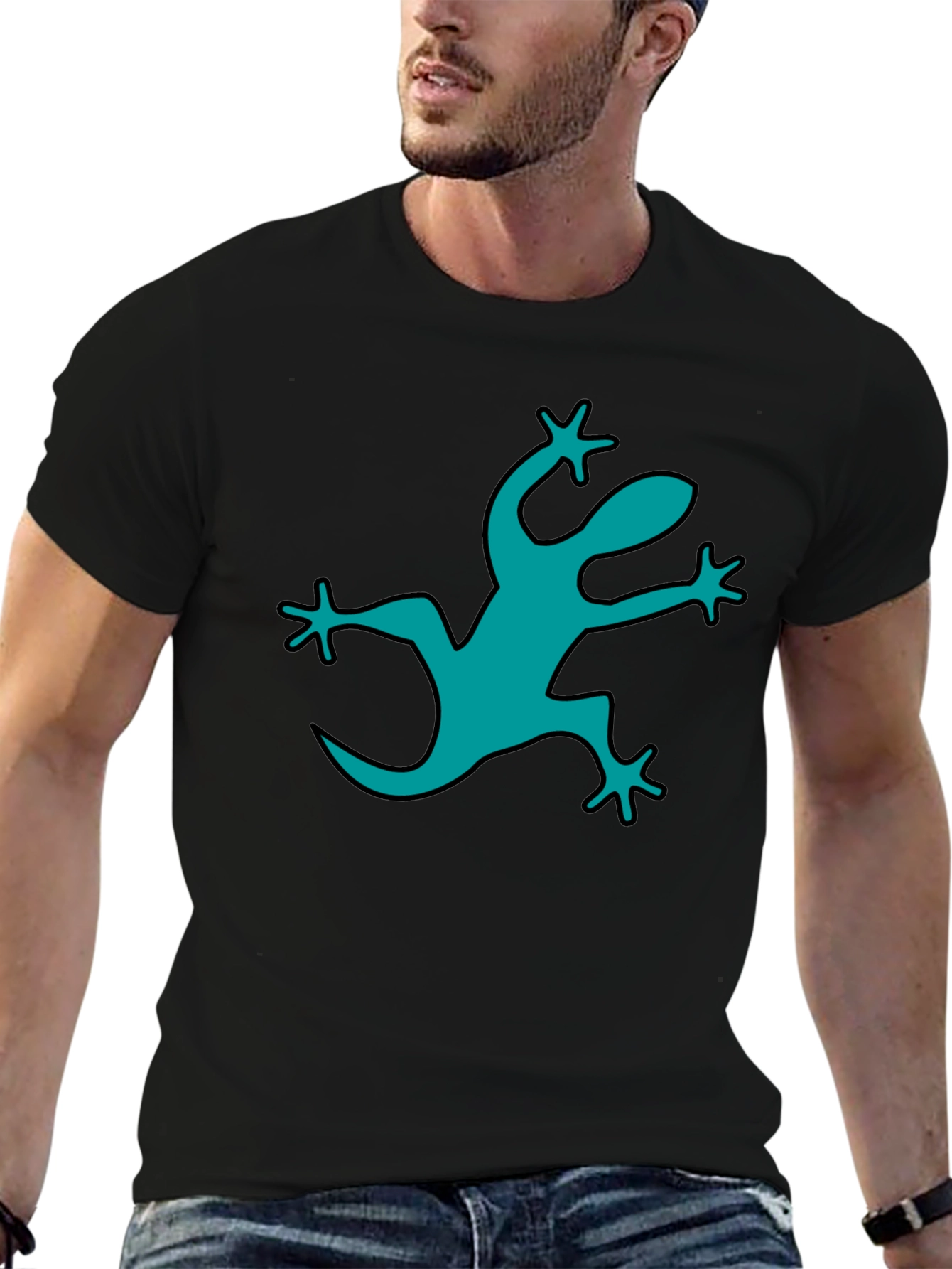 Black Cool Gecko Graphic Black T-Shirt view 6
