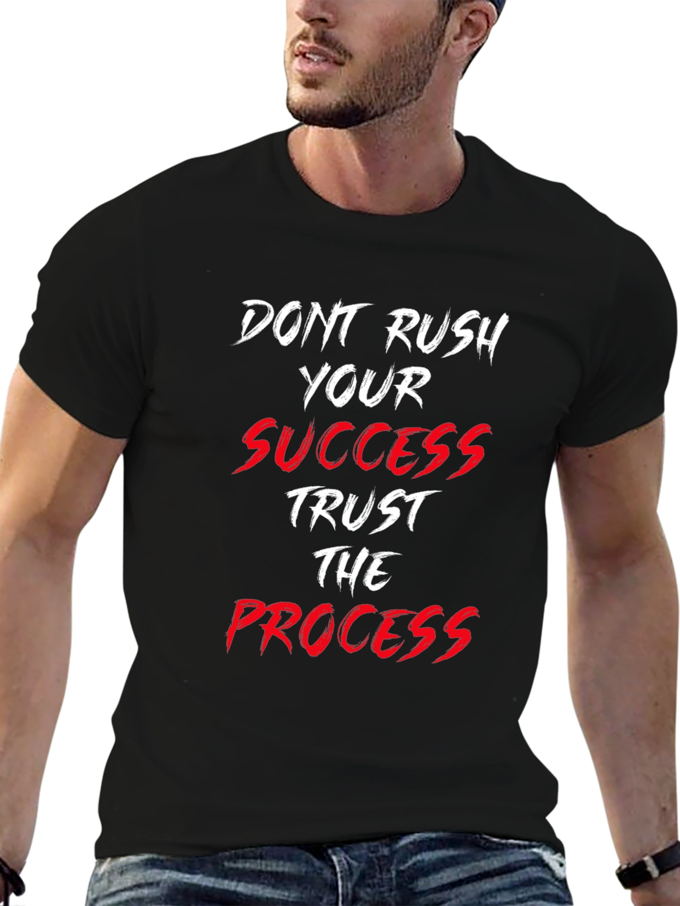 Black Motivational Graphic Tee - Don't Rush Success view 6