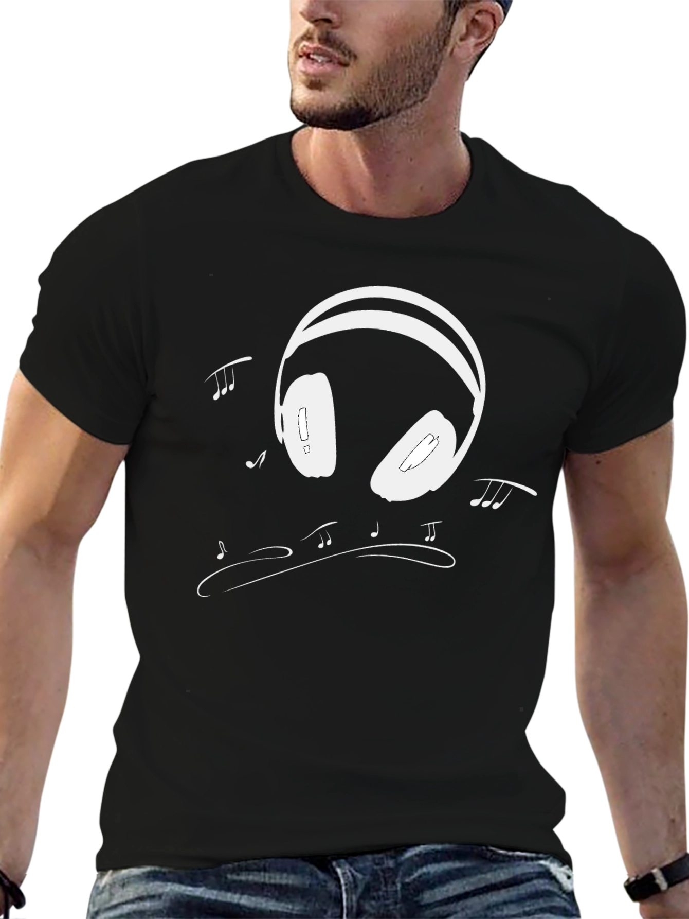 Black Stylish Music Lover T-Shirt view 6