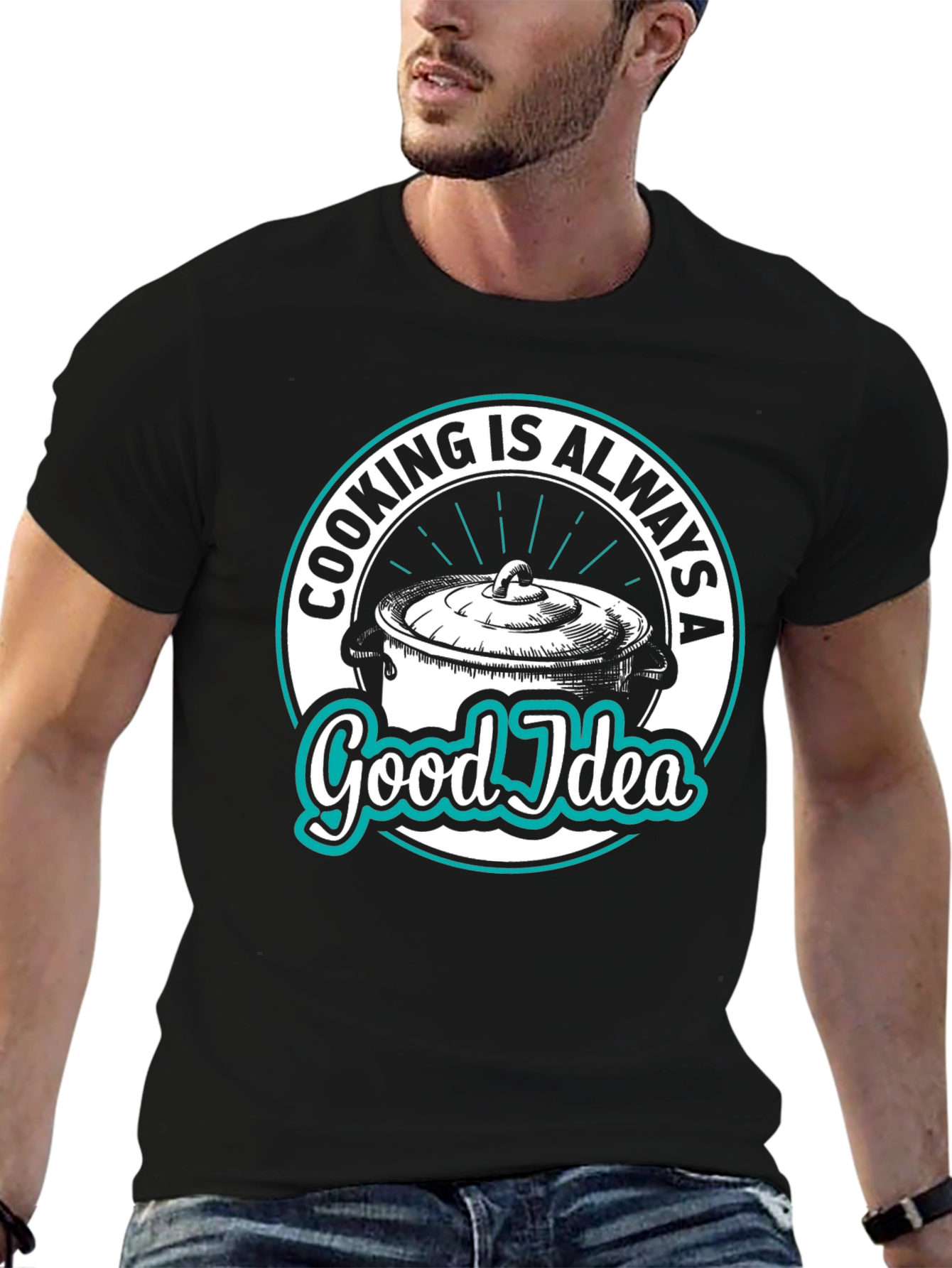 Black Cooking Is Always A Good Idea Black Graphic T-Shirt view 6