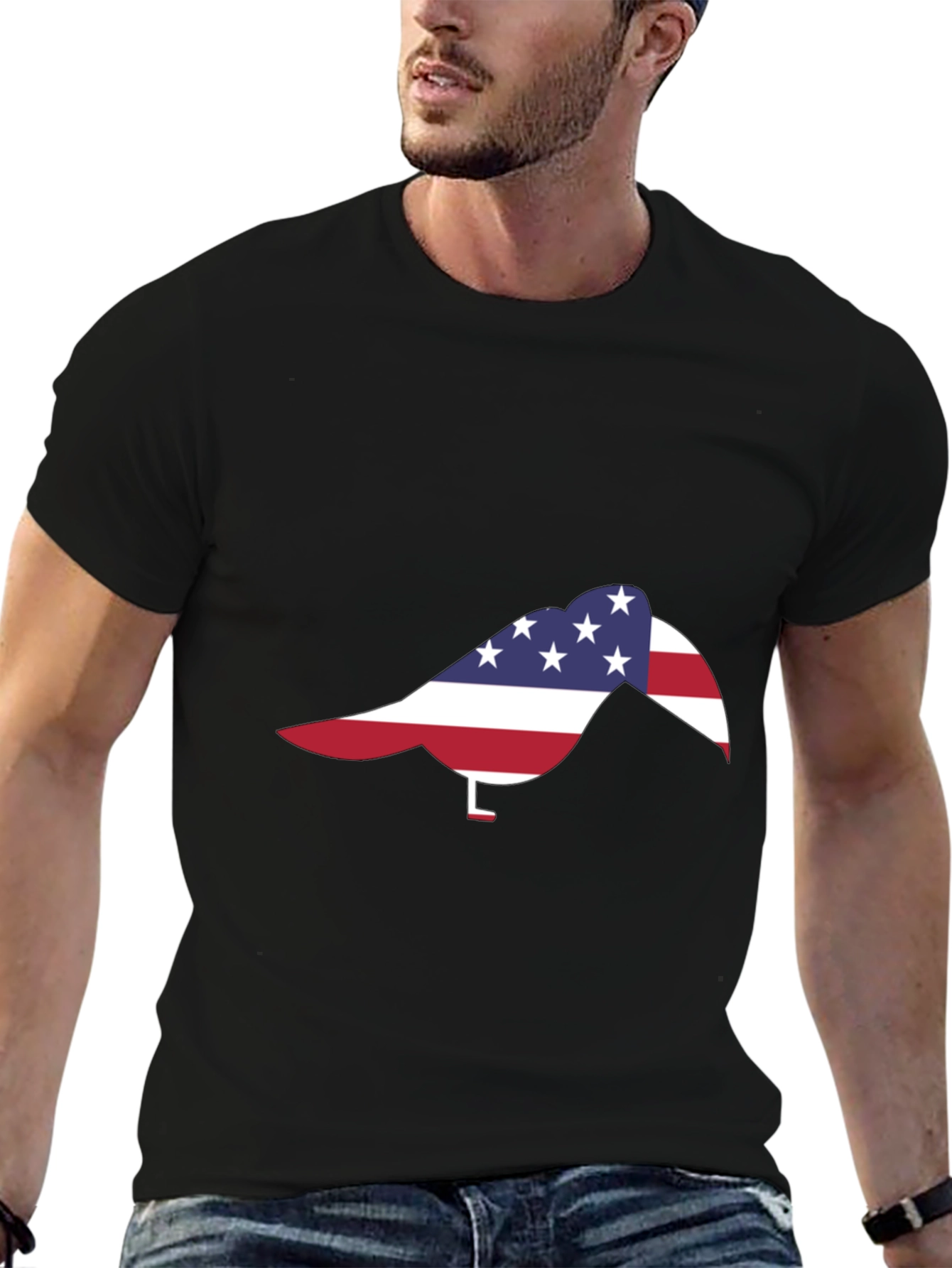 Black American Flag Turkey Black T-Shirt view 6
