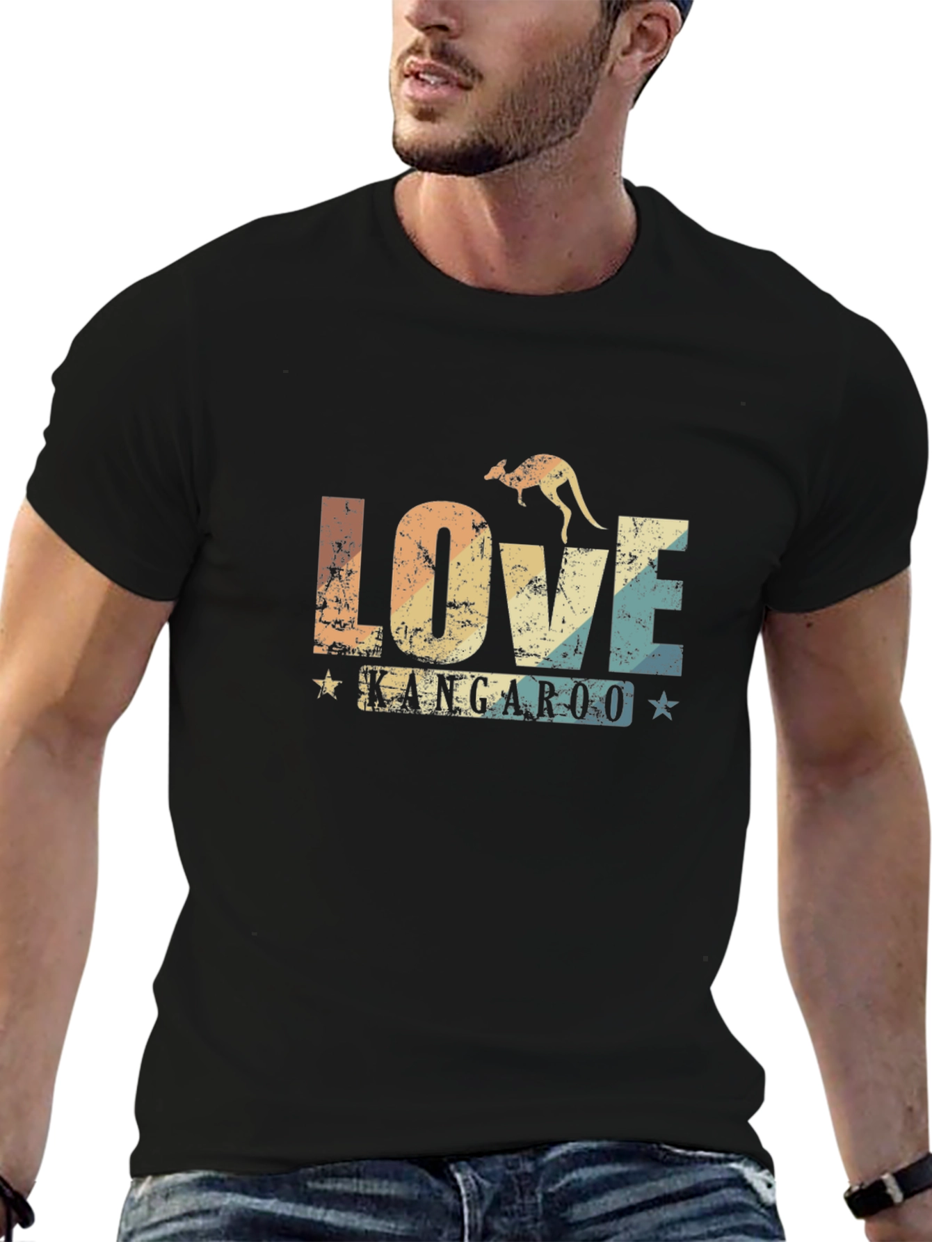 Black Love Kangaroo Retro Graphic T-Shirt view 6