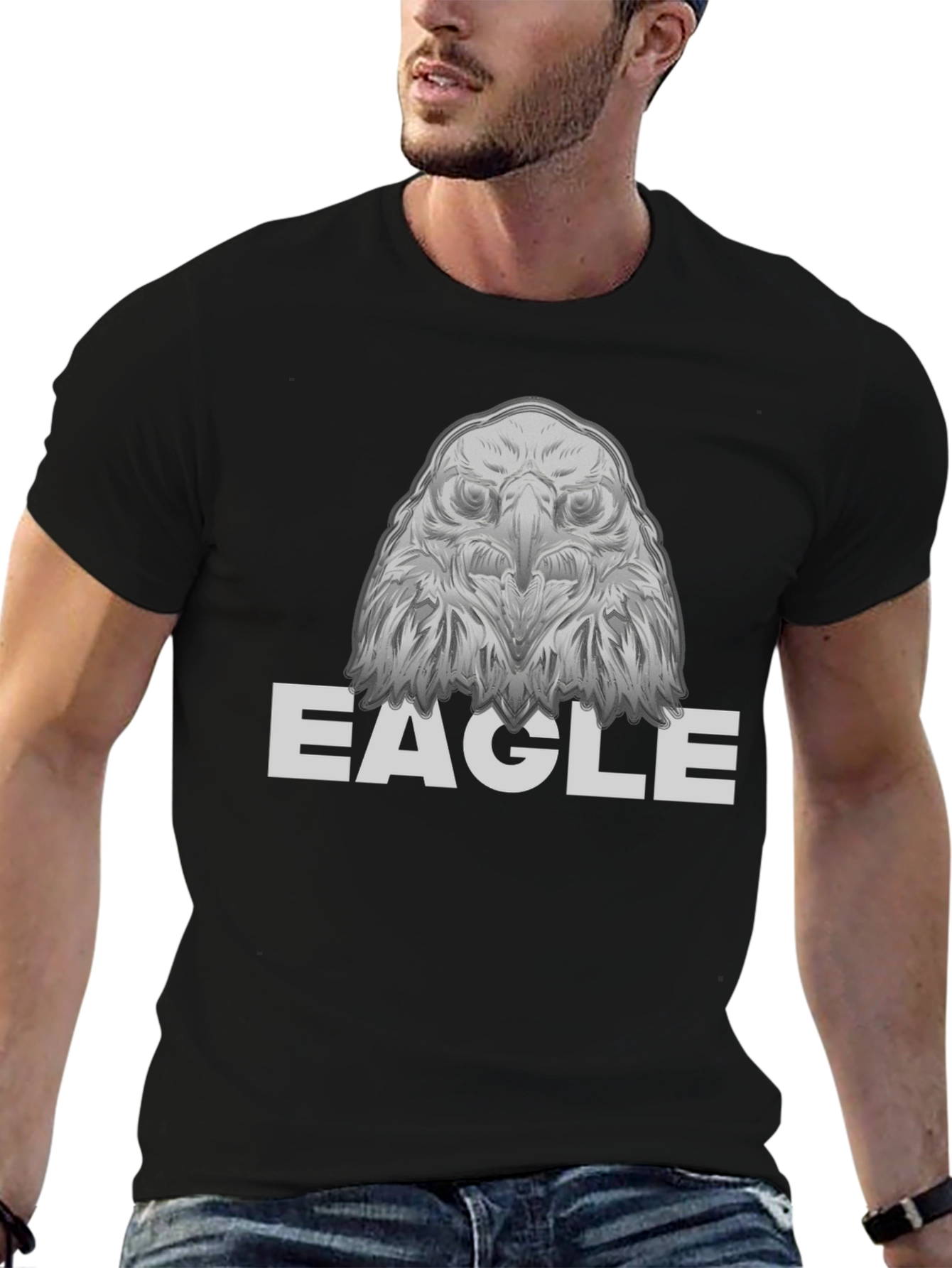 Black Eagle Graphic Tee - Bold & Stylish Men's Black T-Shirt view 6