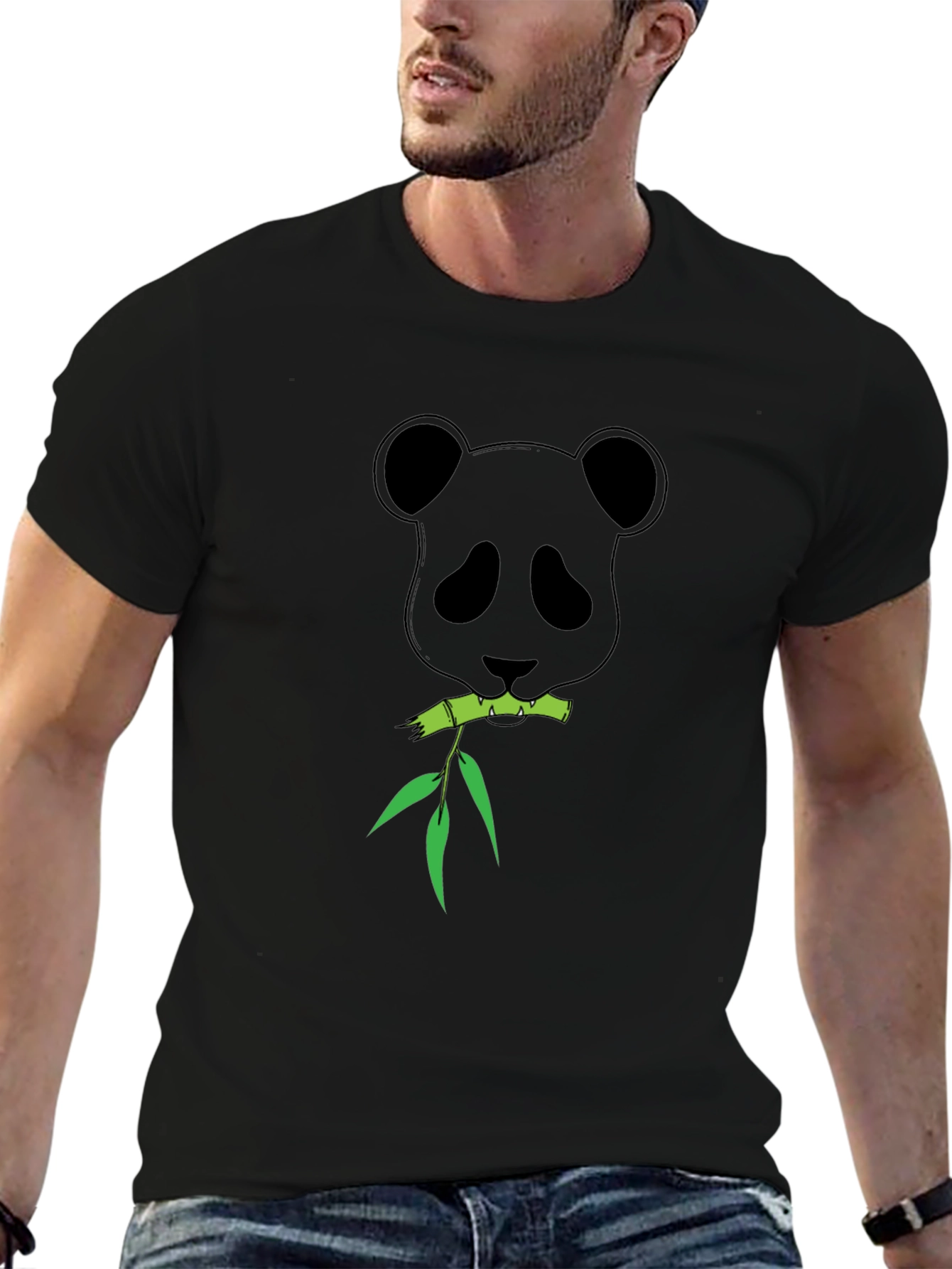 Black Panda Bamboo Graphic T-Shirt - Black view 6