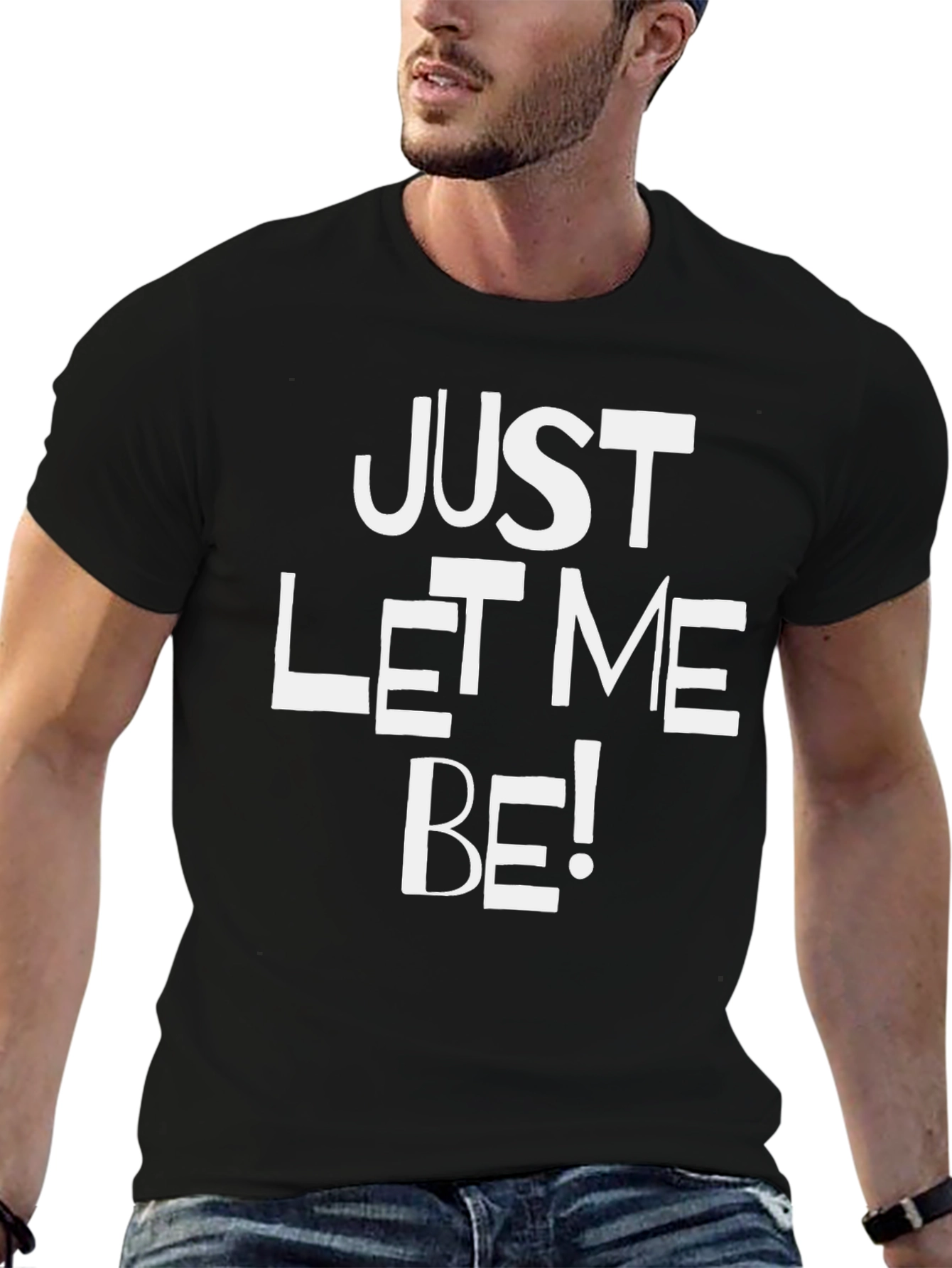 Black Just Let Me Be! Graphic Print T-Shirt view 6