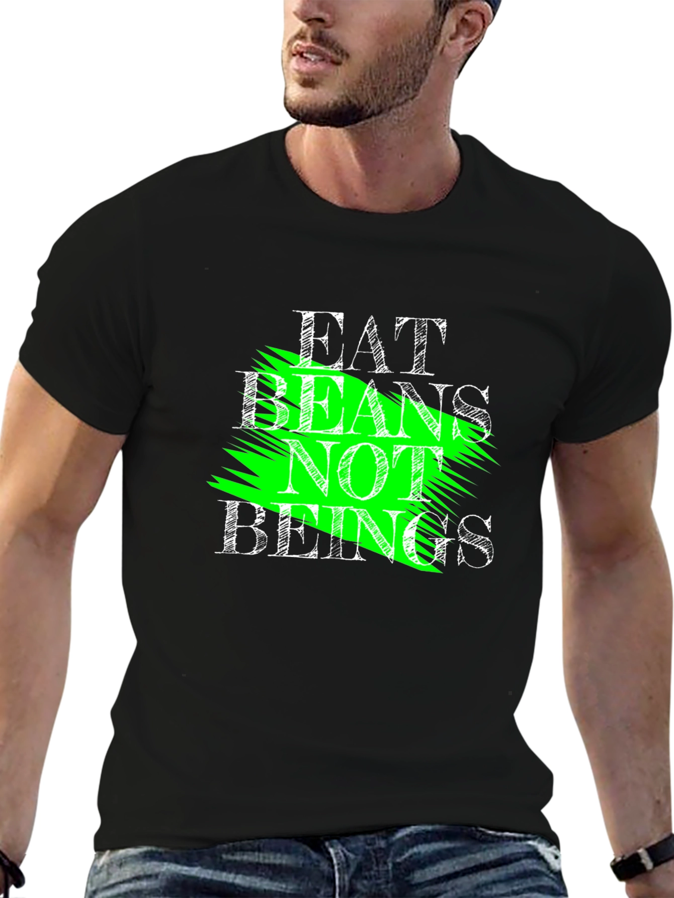 Black Eat Beans Not Beings Graphic Tee view 6