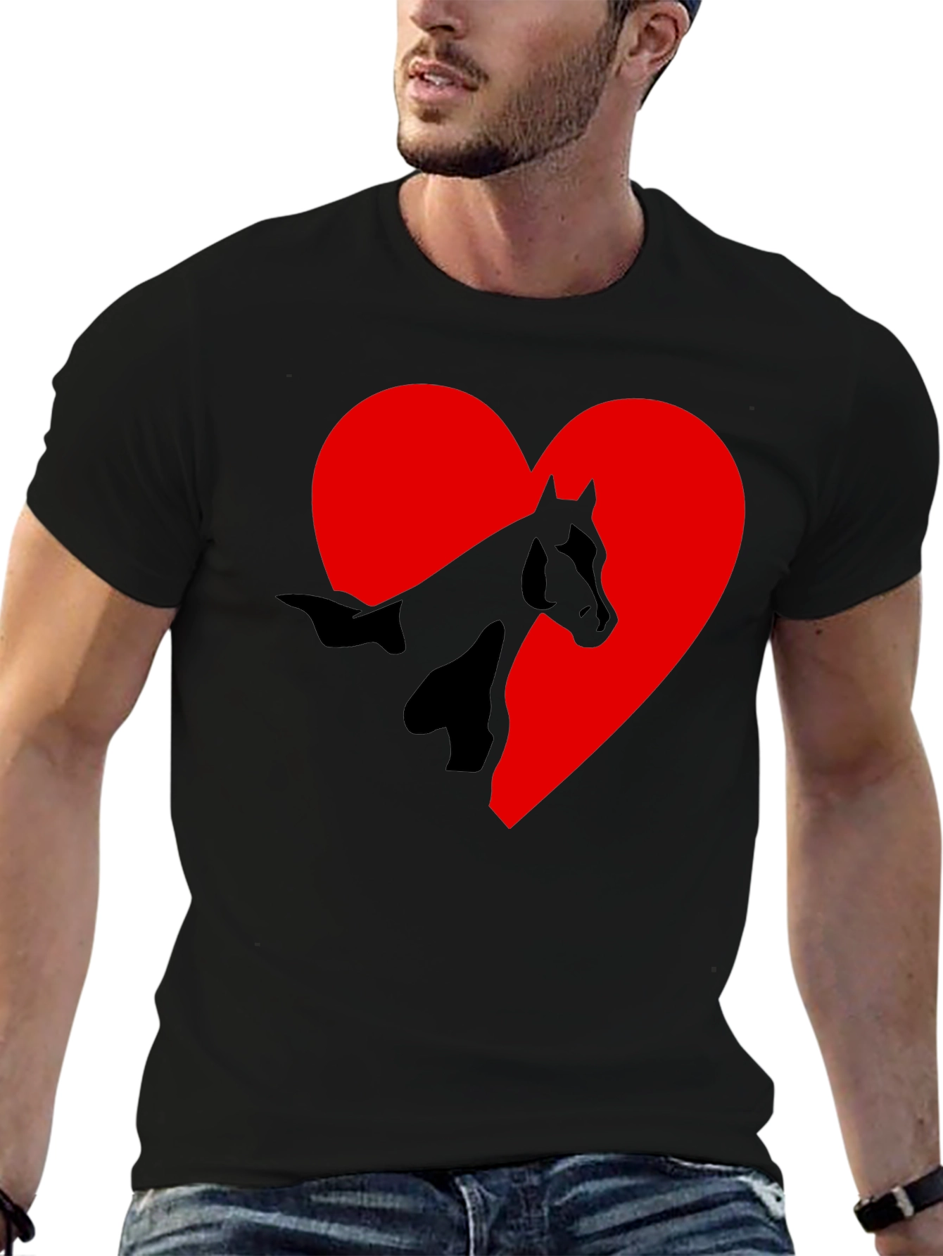 Black Horse Heart Graphic T-Shirt - Black Tee view 6