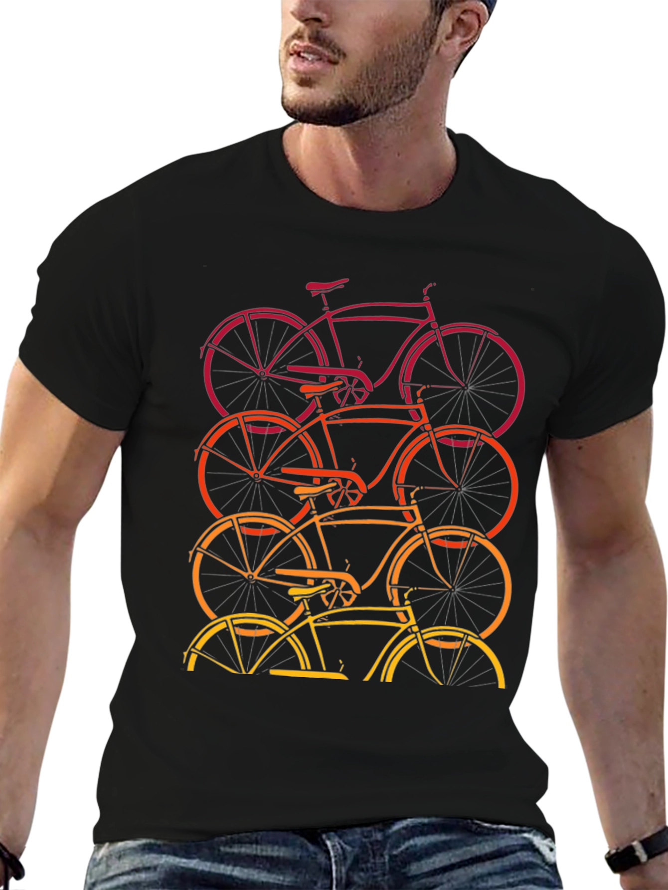 Black Retro Bike Stack Graphic Tee view 6