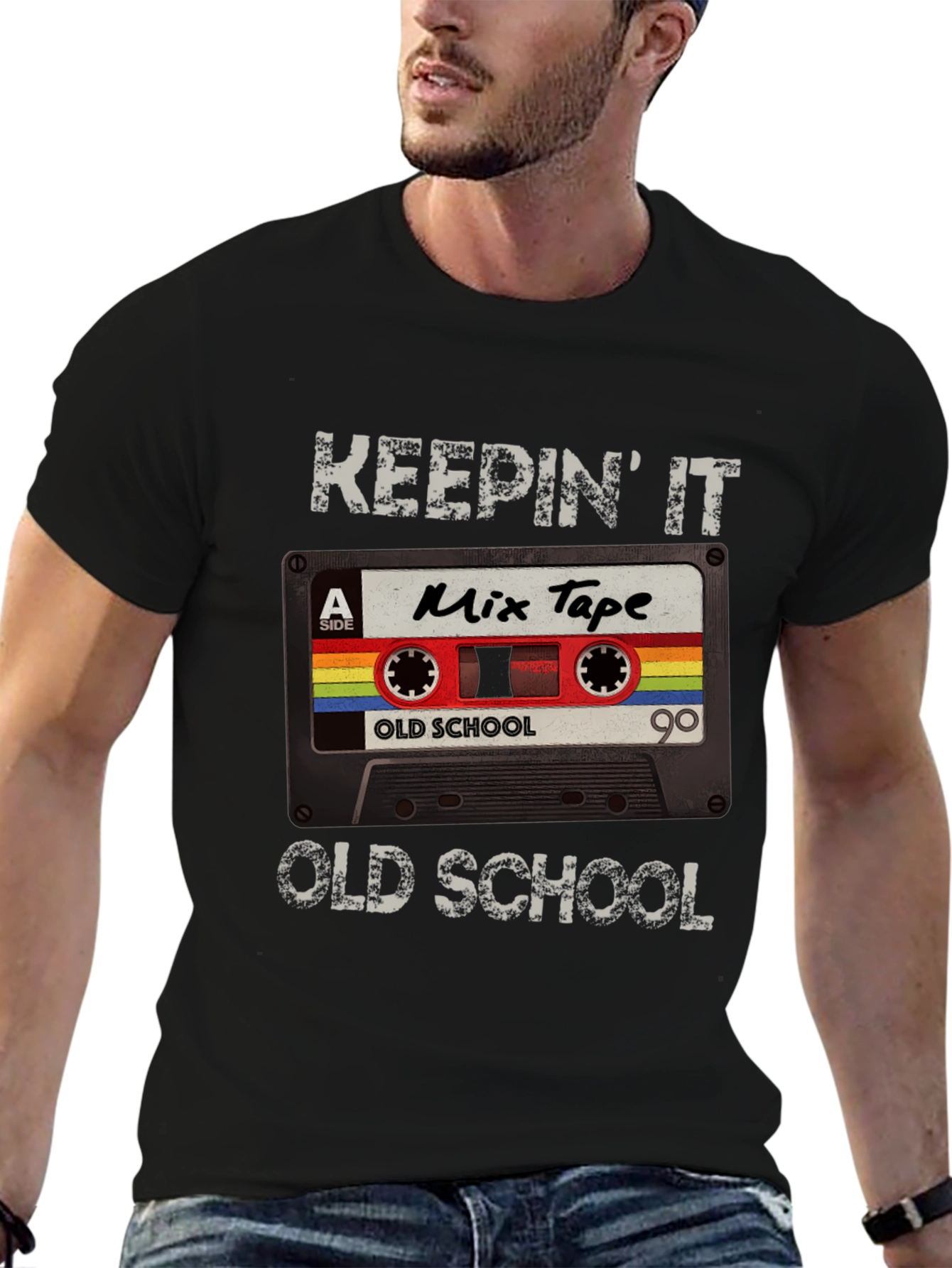 Black Keepin' It Old School Mix Tape Graphic Tee view 6