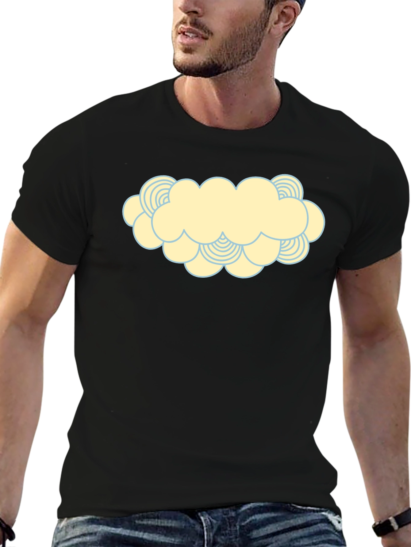 Black Cartoon Cloud Graphic Print T-Shirt view 6