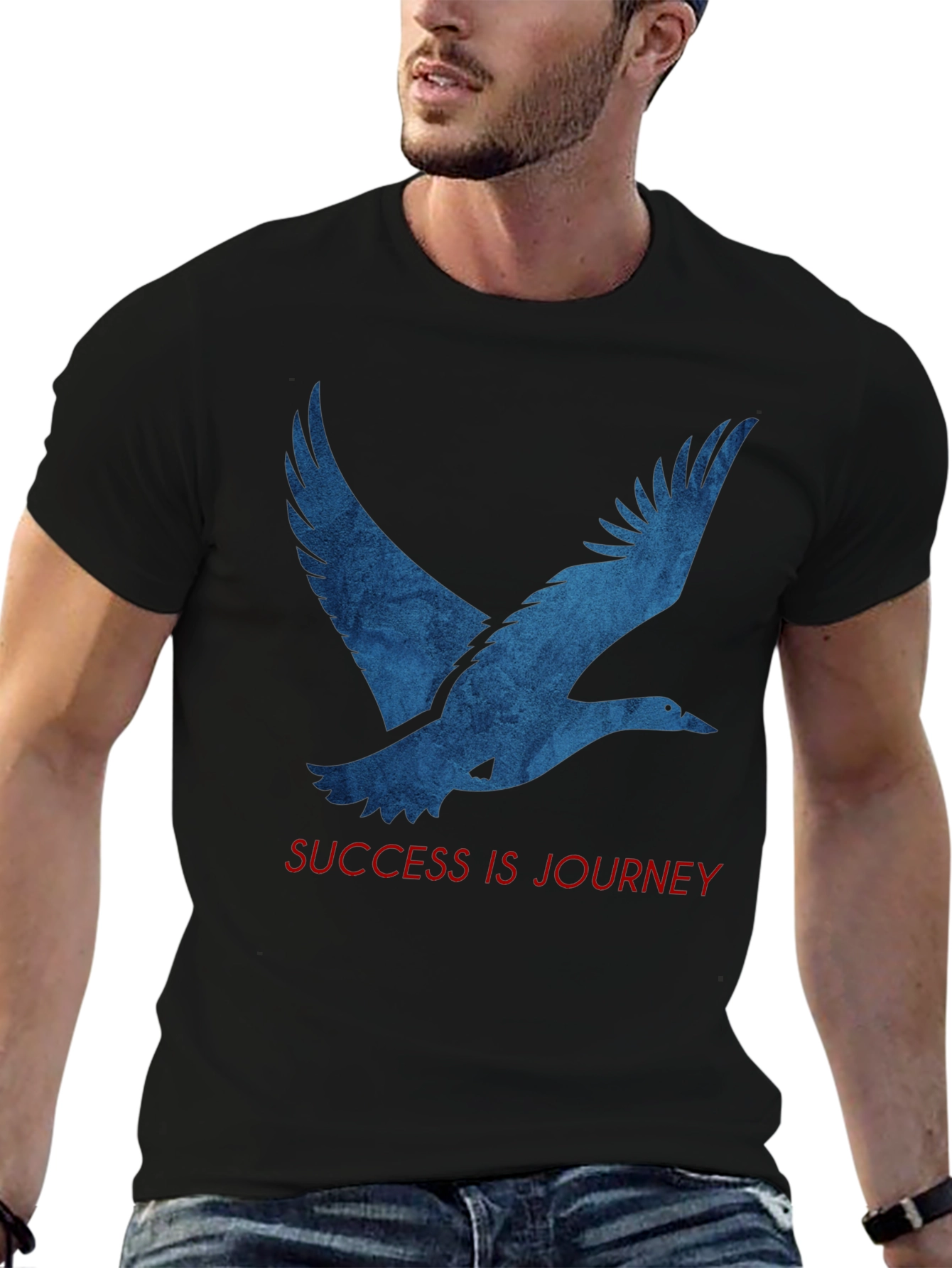 Black Success Journey Bird Graphic T-Shirt - Black view 6