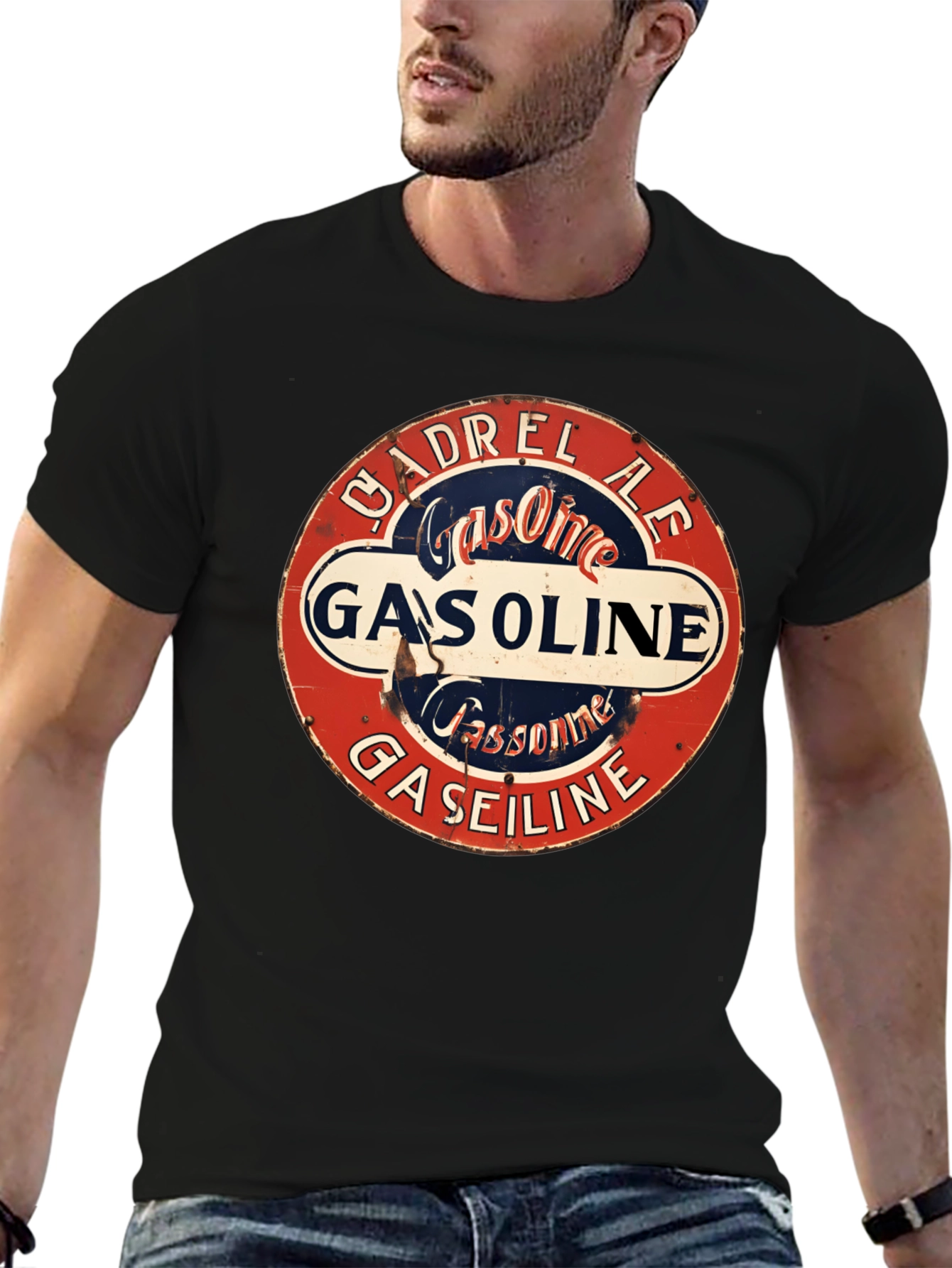 Black Vintage CADREL AE Gasoline Graphic T-Shirt view 6