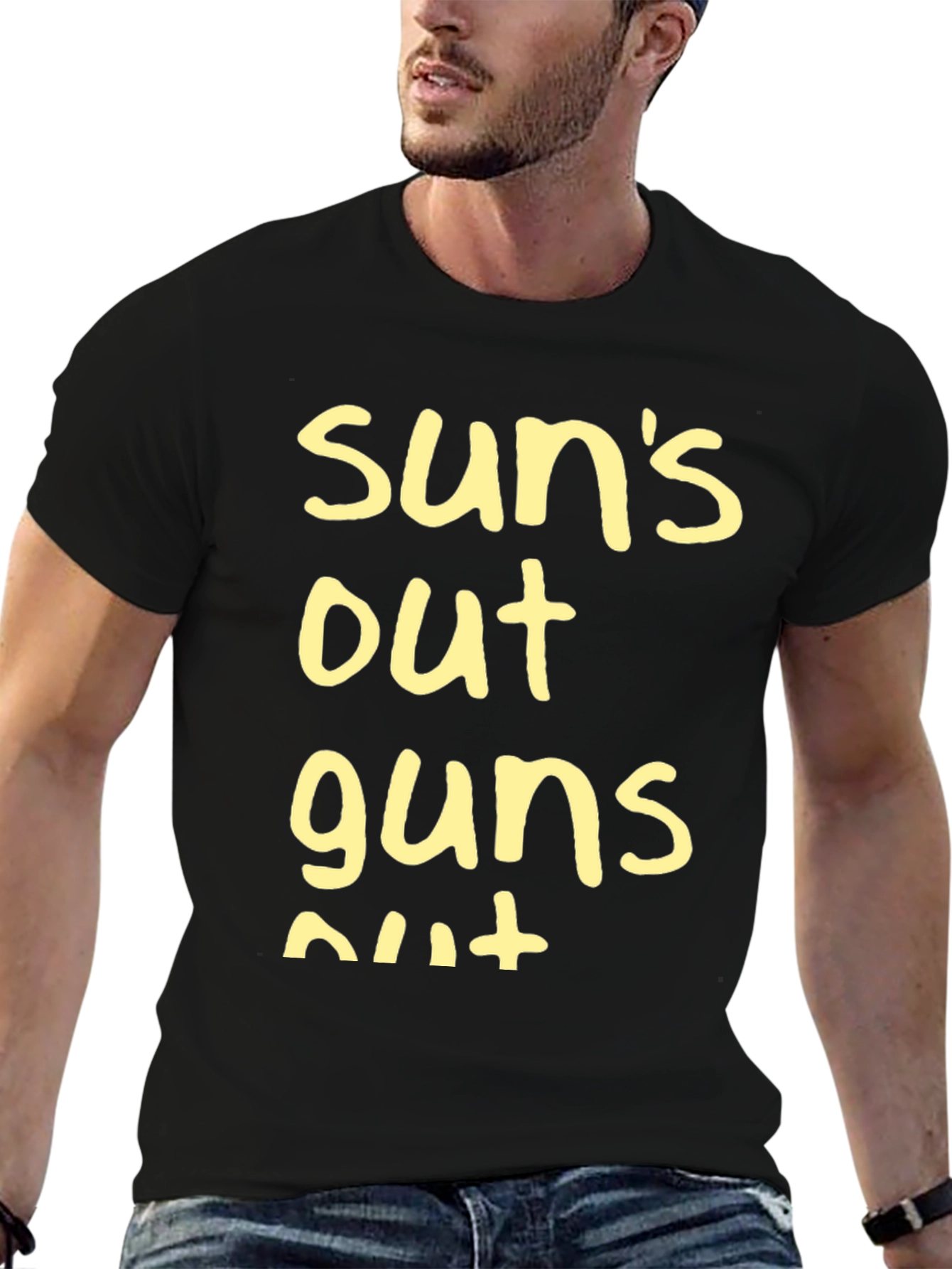 Black Sun's Out Guns Out T-Shirt - Black view 6