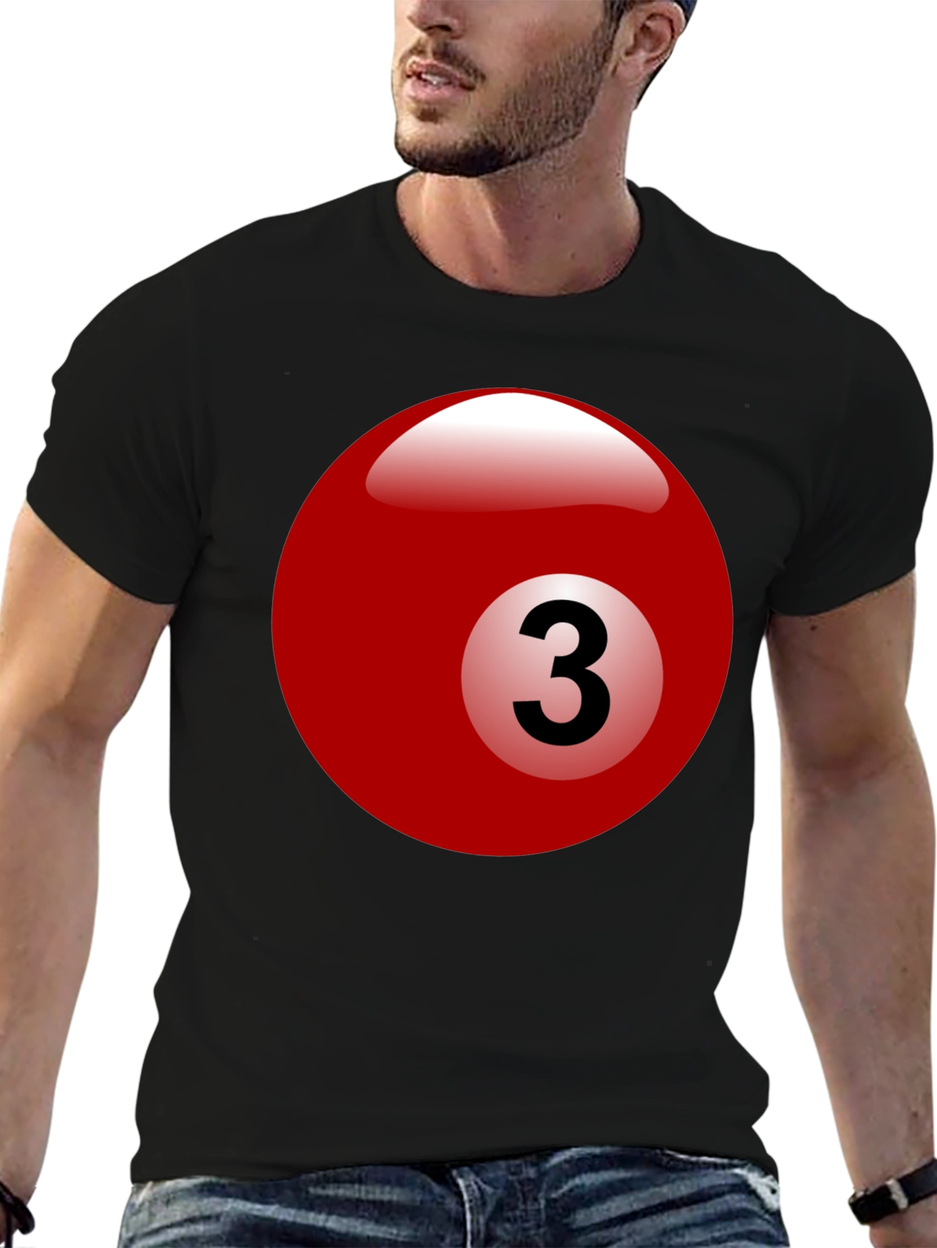 Black Billiard Ball #3 Graphic T-Shirt - Cool Casual Tee view 6