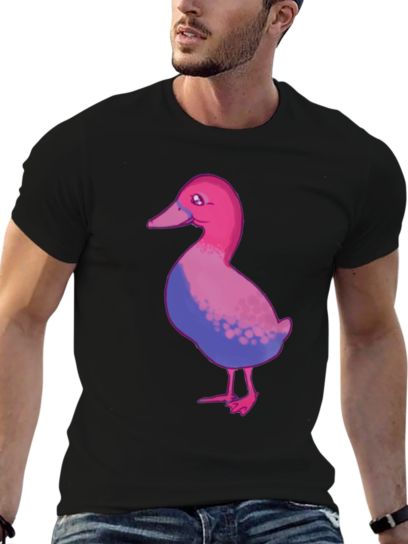 Black Bisexual Pride Duck T-Shirt - Black Cotton Blend view 6
