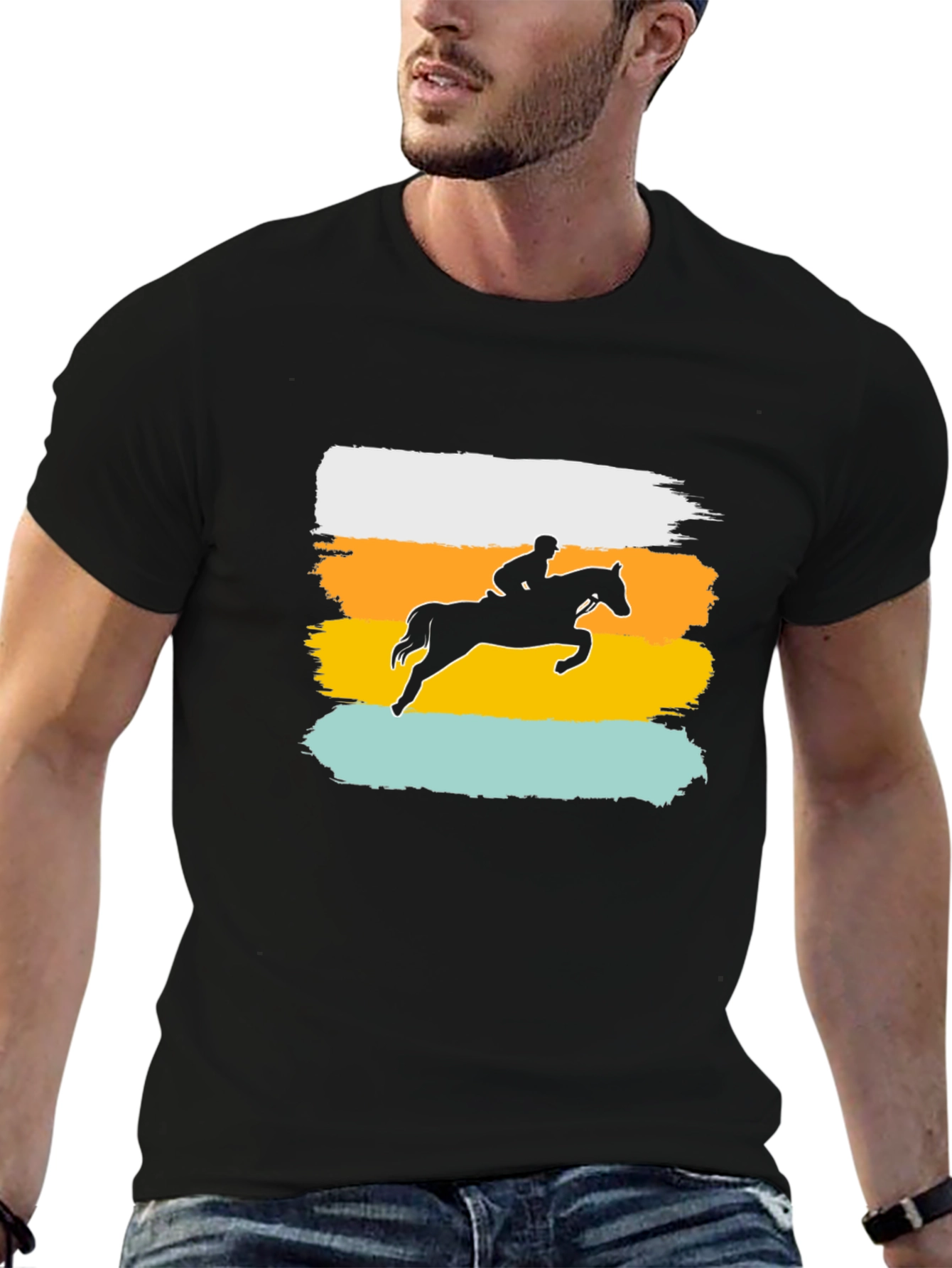 Black Equestrian Silhouette T-Shirt view 6