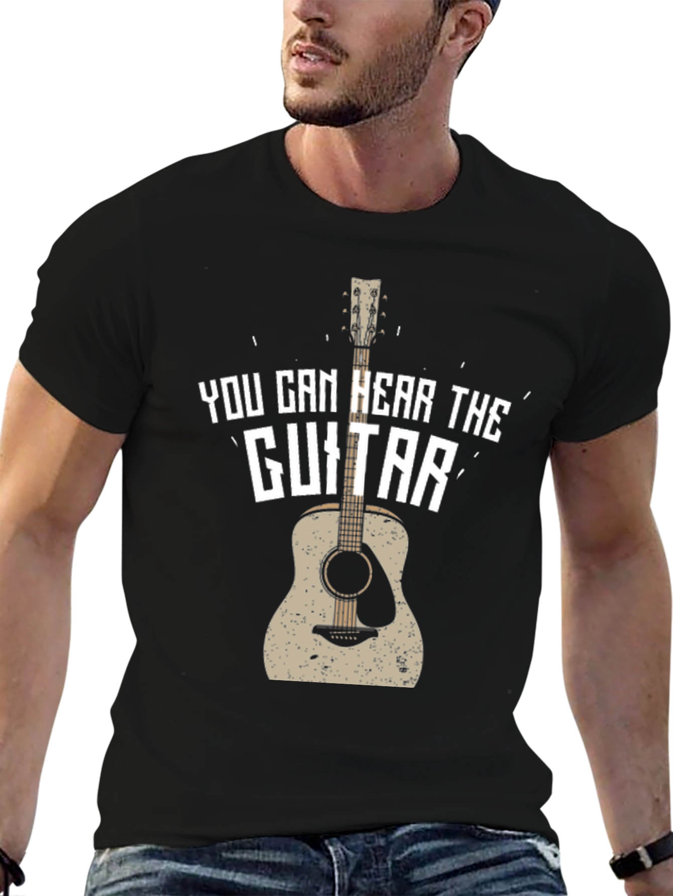 Black You Can Hear The Guitar T-Shirt view 6