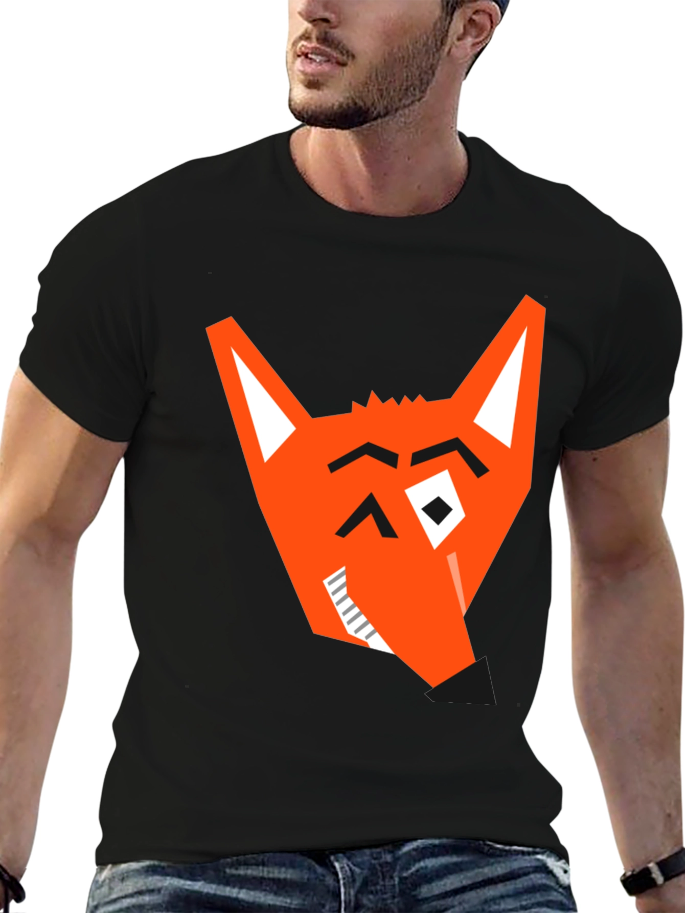 Geometric Fox Graphic Tee - Modern Black T-Shirt - 6